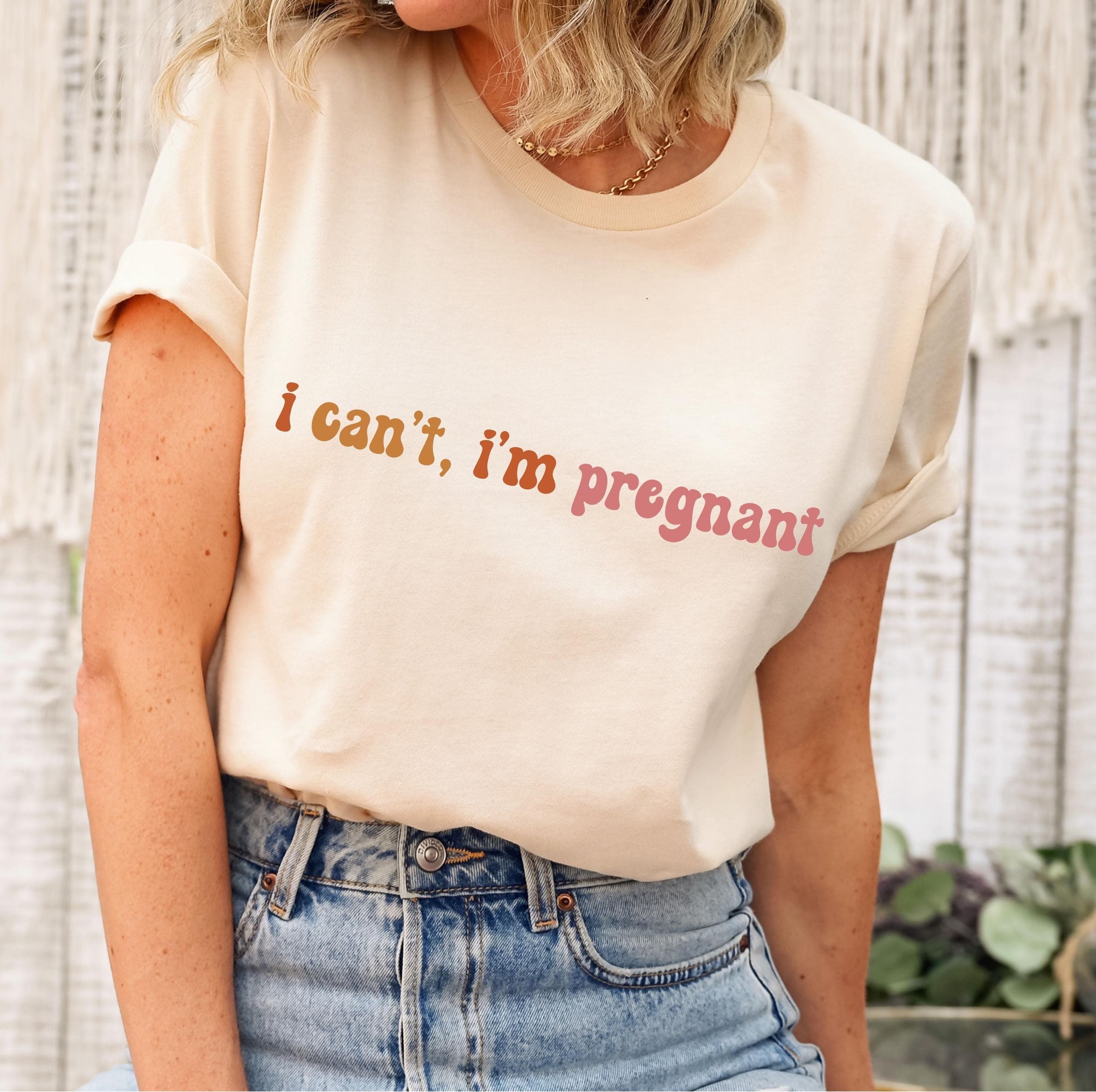 I Can't I'm Pregnant Png Svg | Pregnancy Announcement Tee | New Mom To Be Design | Funny Mom Art for Cricut & Silhouette