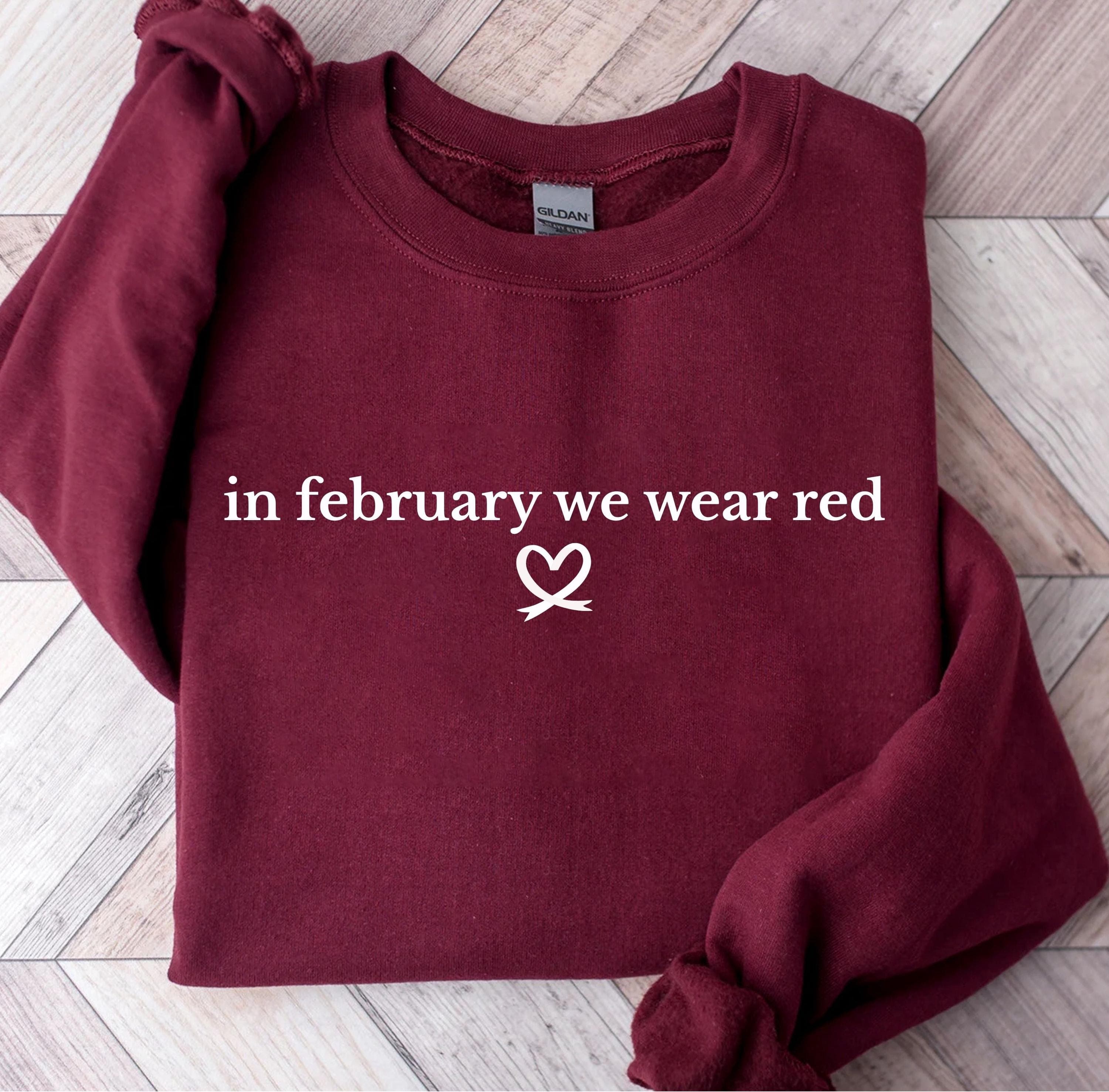 In February We Wear Red Png Svg | Heart Disease Awareness Design | Medical Awareness Art | Red Heart for Cricut & Silhouette