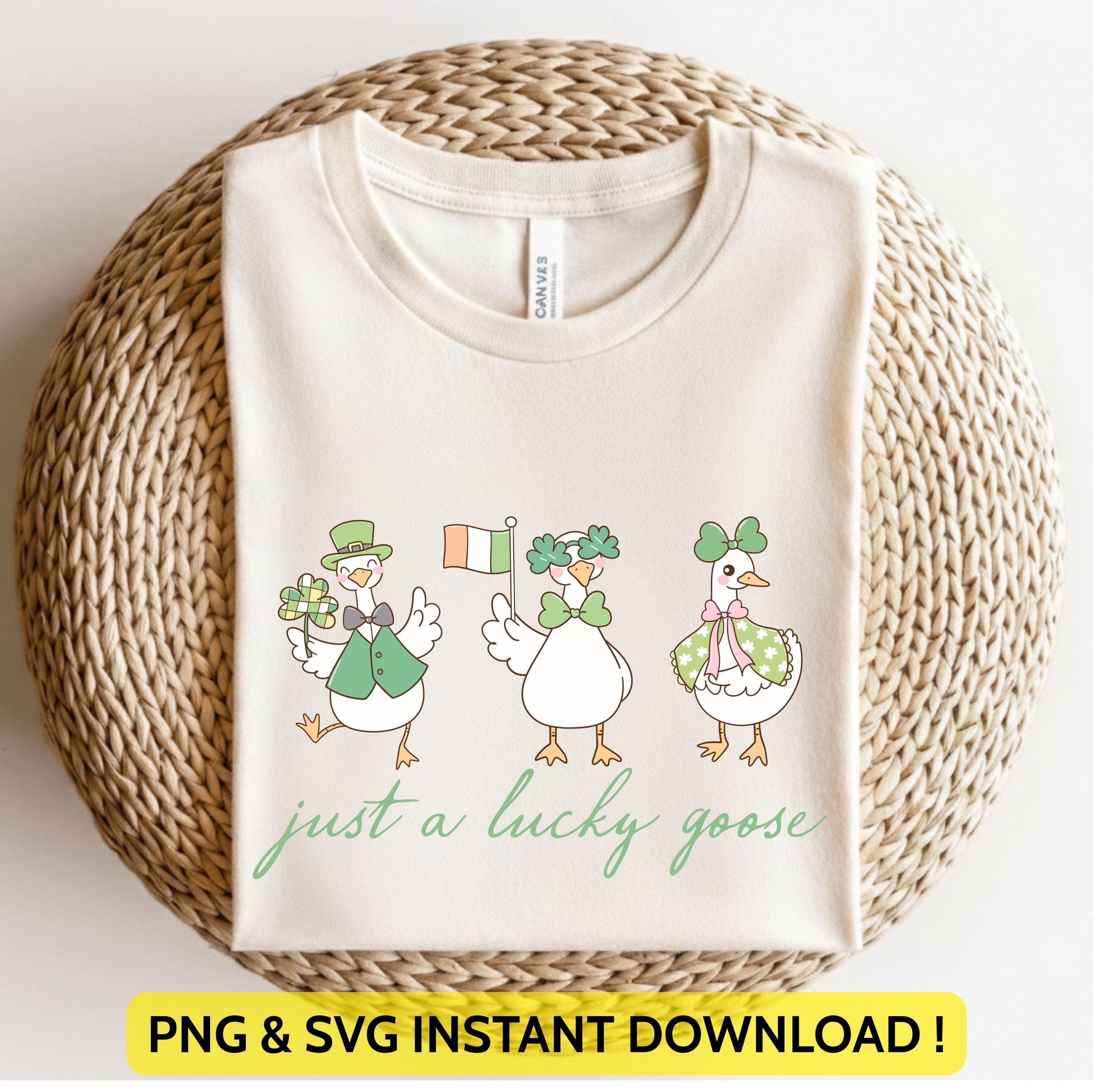 Just A Lucky Goose Png Svg | St Patricks Day Design | Silly Goose Png Svg | One Lucky Goose for Cricut & Silhouette