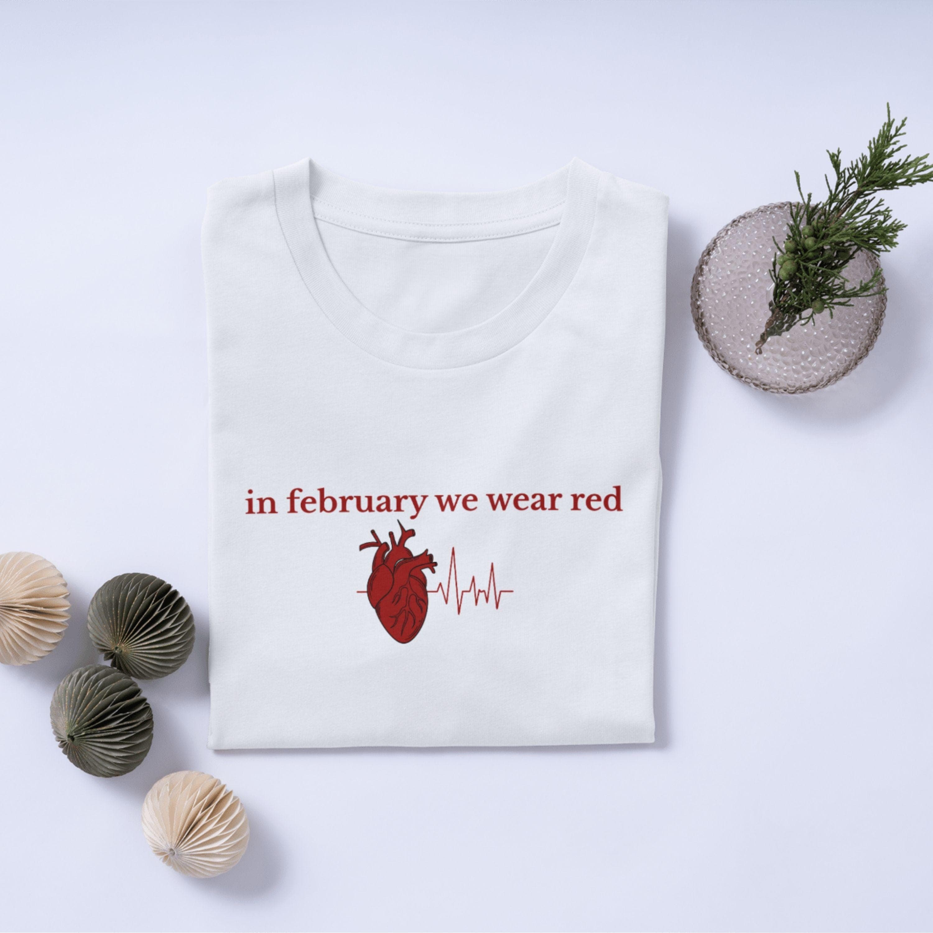 In February We Wear Red Png Svg | Heart Disease Awareness | Red Heart Design | Medical Awareness Art for Cricut & Silhouette
