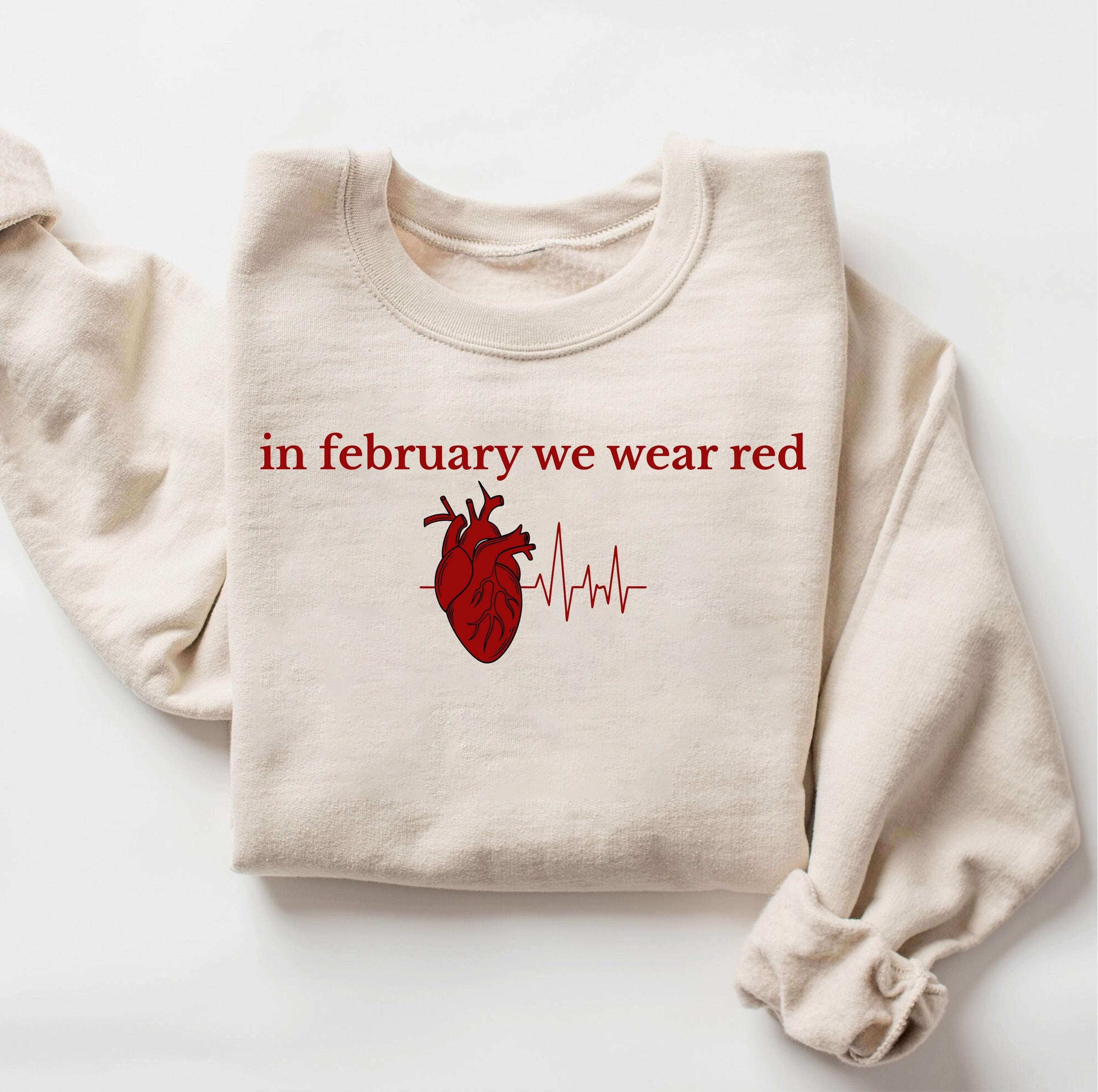 In February We Wear Red Png Svg | Heart Disease Awareness | Red Heart Design | Medical Awareness Art for Cricut & Silhouette