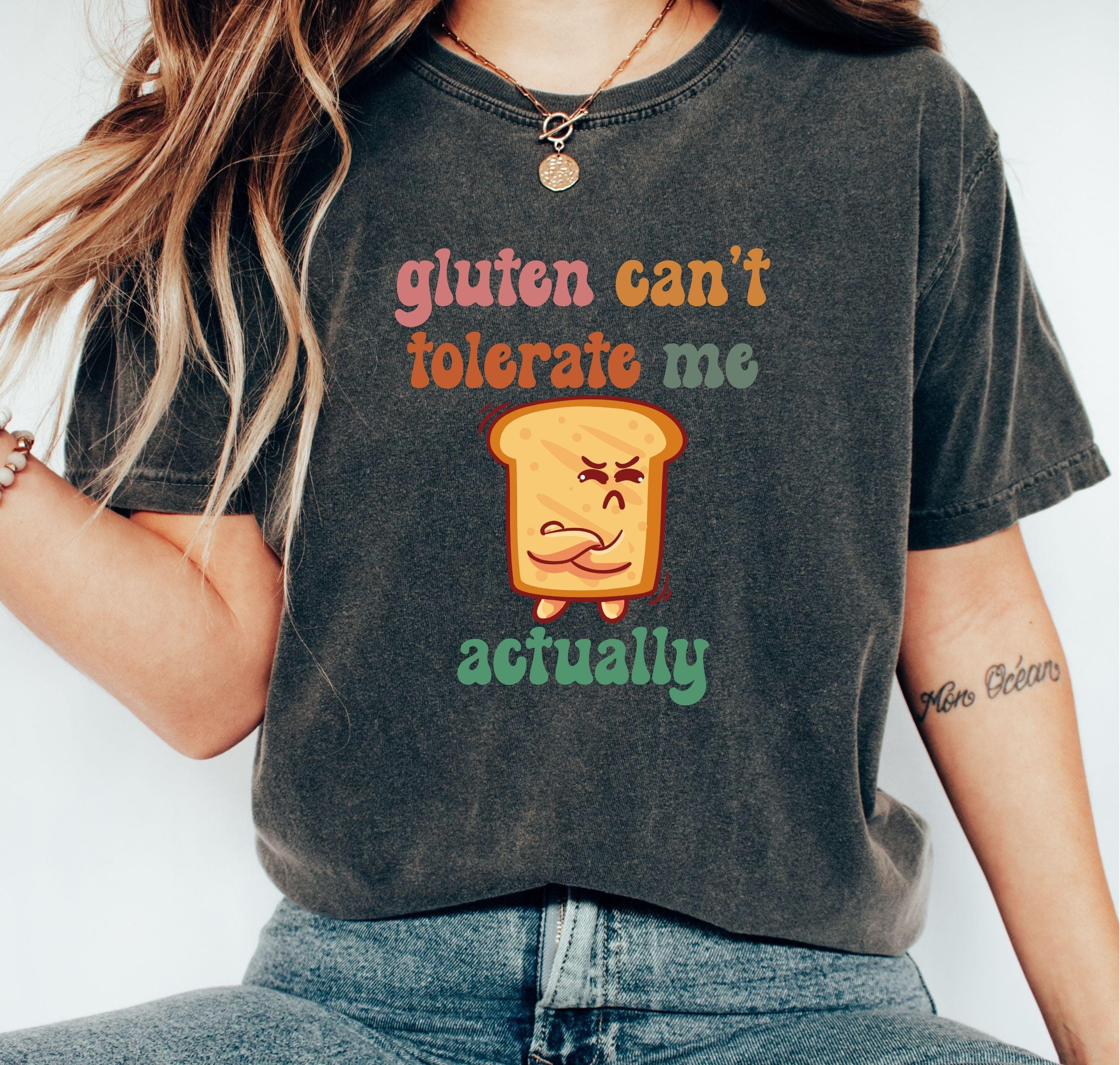 Gluten Can’t Tolerate Me Actually Png Svg | Funny Gluten Free Humor Tee | Food Intolerance Design for Cricut & Silhouette