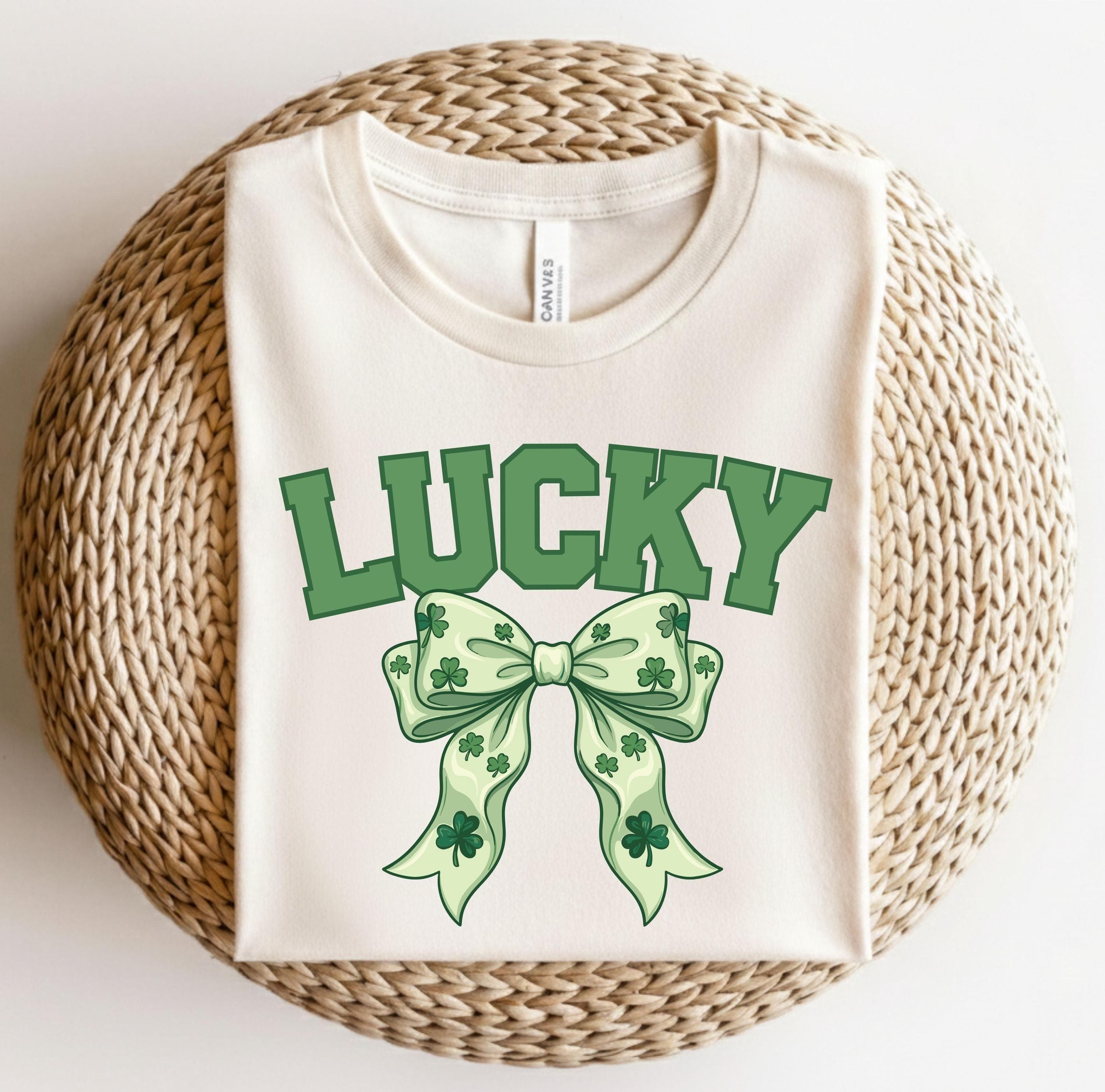 Preppy Lucky St Patrick's Day Png Svg | Retro Coquette St Patrick's Day Lucky Design | Shamrock Png for Cricut & Silhouette