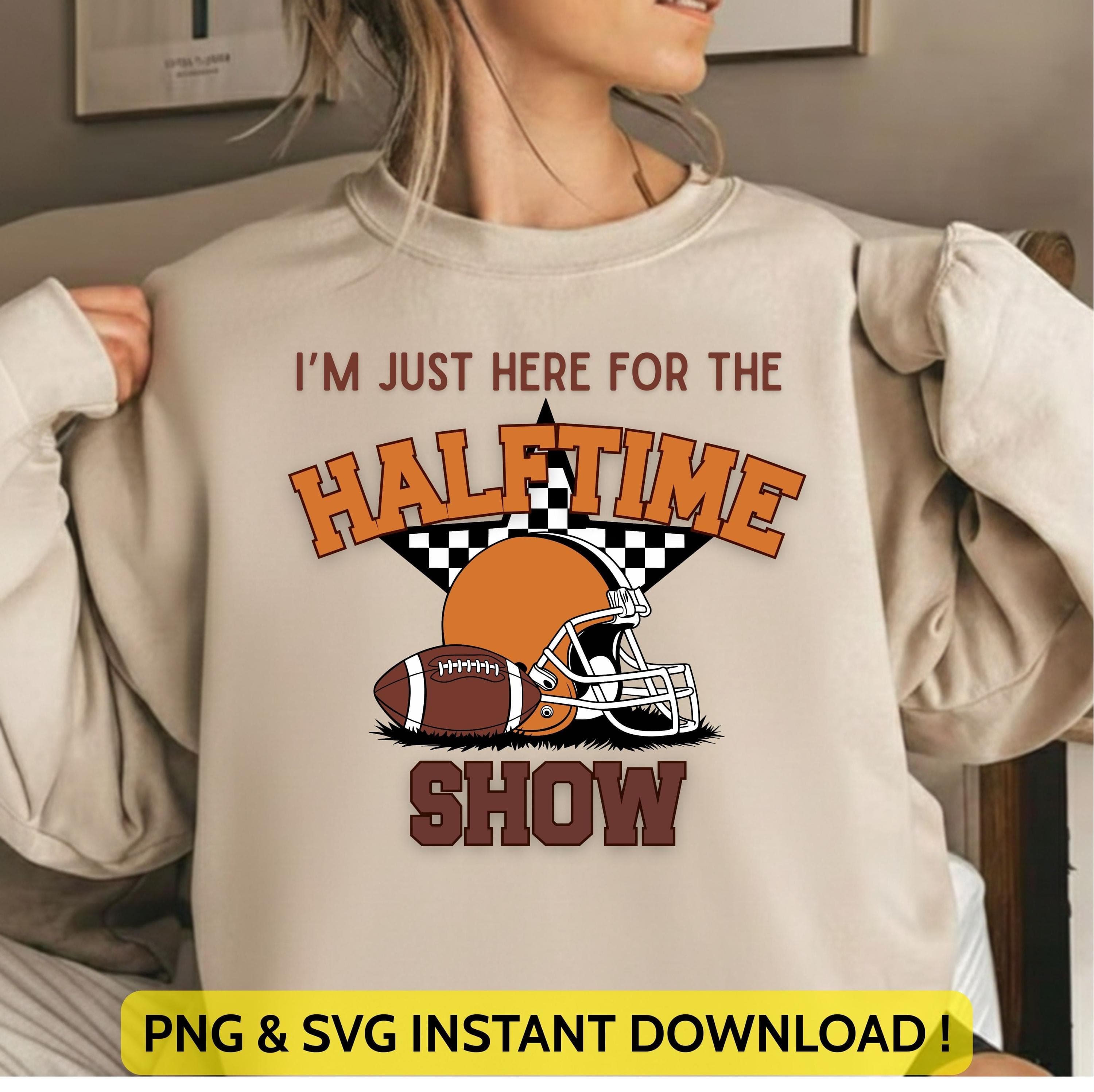 Just Here For Halftime Show Png Svg | Retro Checkered Football Design | Big Game Day Design | Trendy Superbowl Tee for Cricut & Silhouette