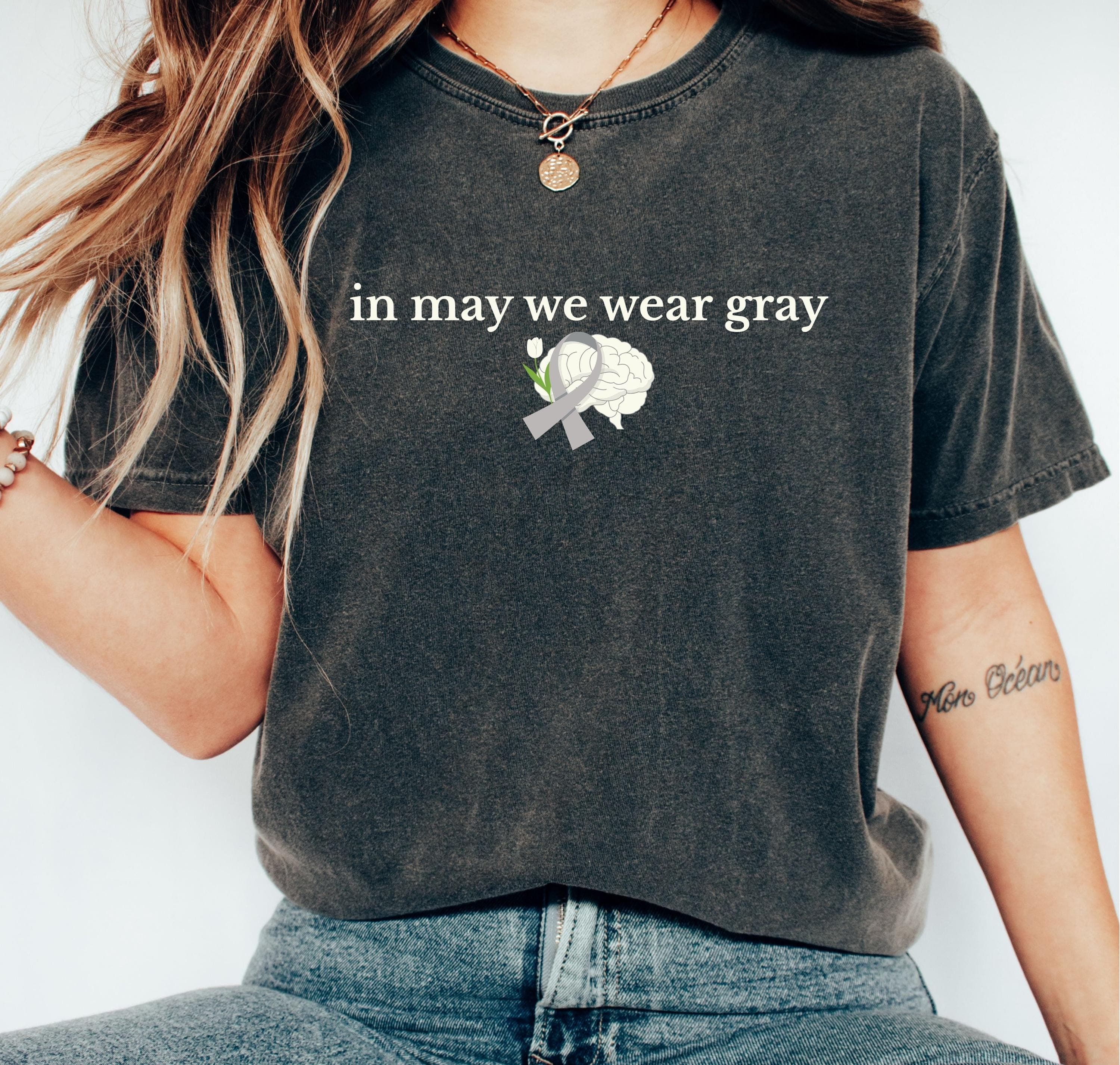 In May We Wear Gray Png Svg | Brain Cancer Awareness | Brain Tumor Awareness | Go Gray In May | Gray Ribbon Design for Cricut & Silhouette