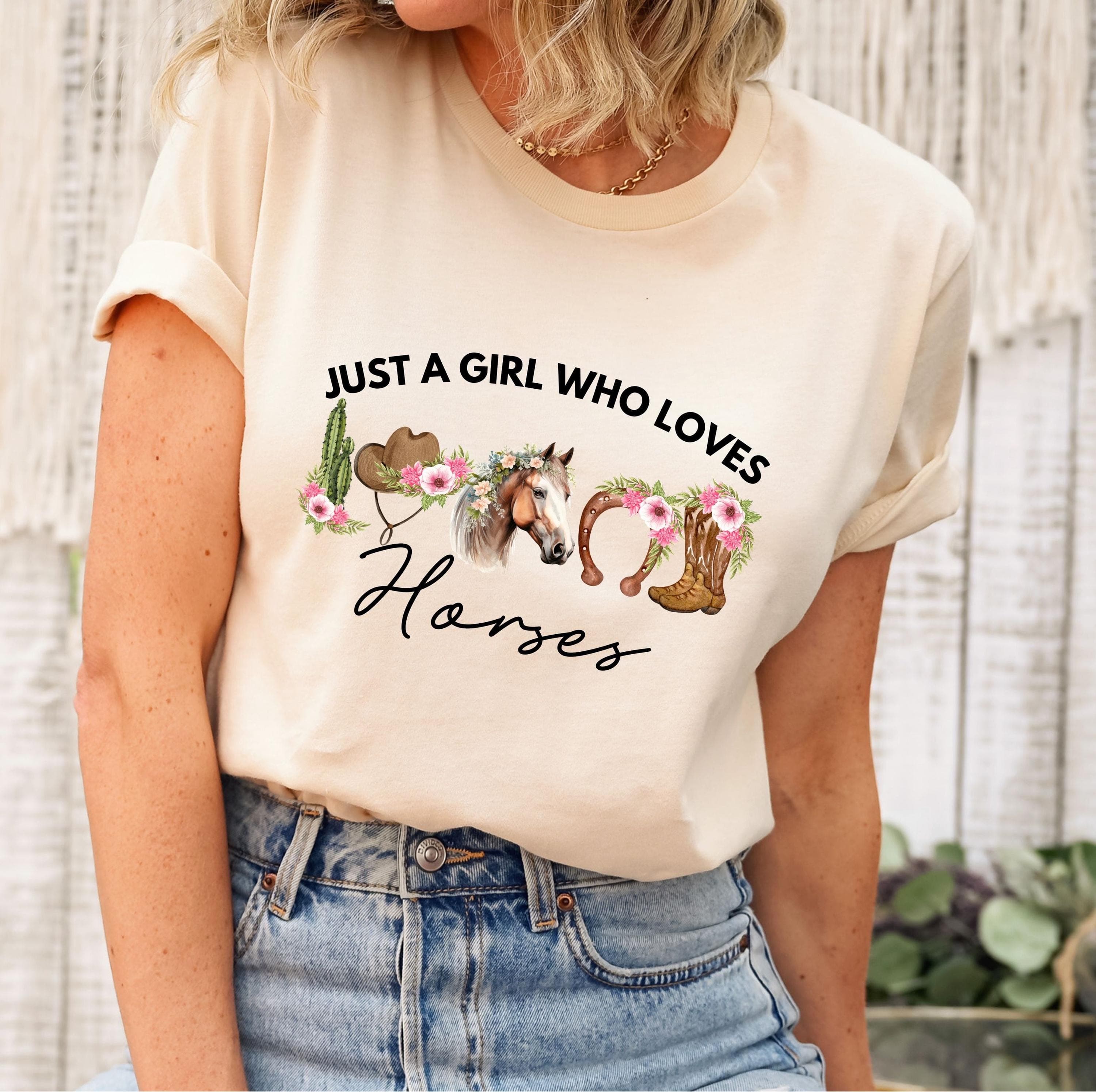 Horse Floral Sublimation Design: Just A Girl Who Loves Horses Png Svg | Western Horse Sublimation for Cricut & Silhouette