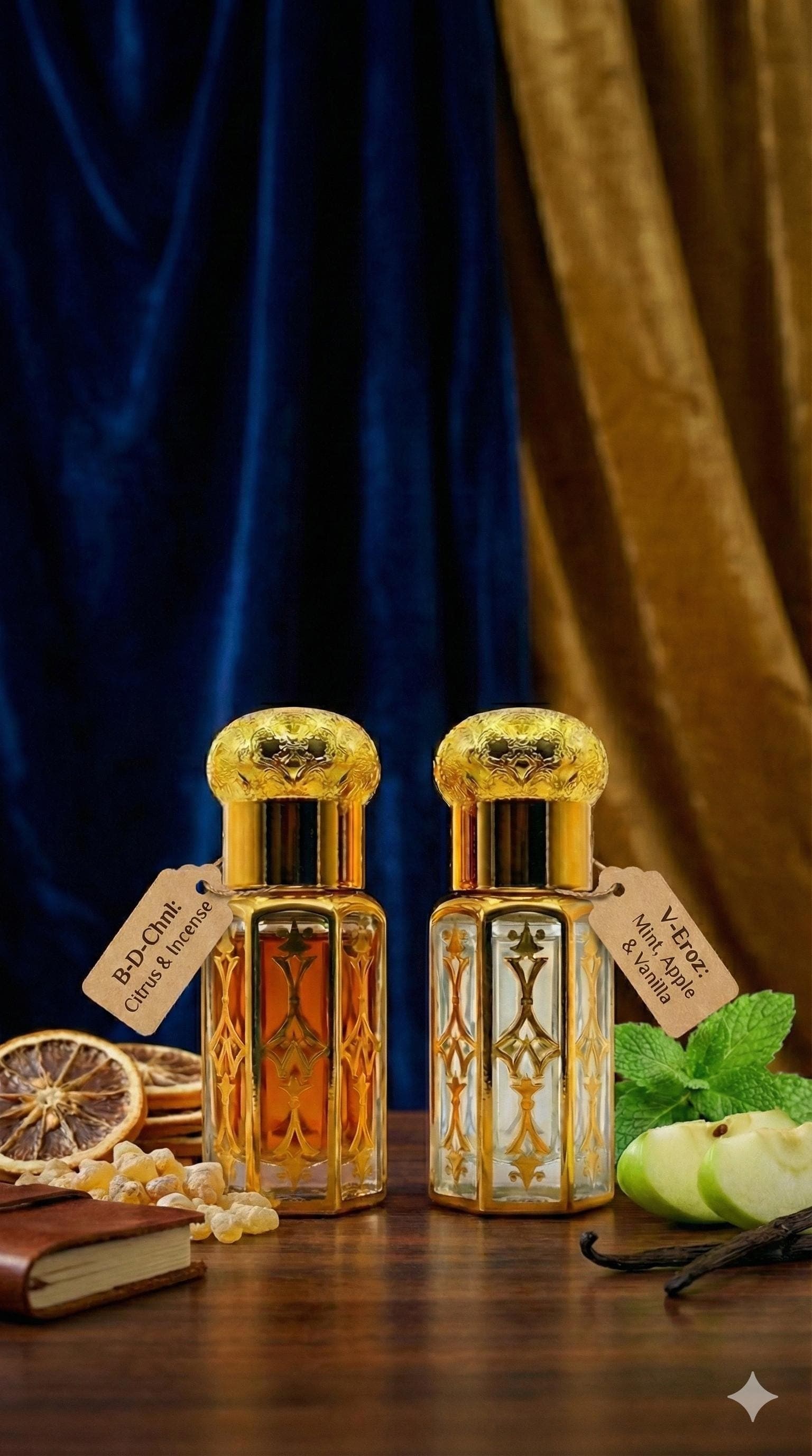Men's Attar Oil Perfume Combo Set( crisp citrus,green apple) | Alcohol-Free Halal Fragrance Gift