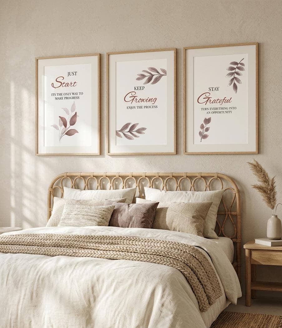 Boho Botanical Prints, Motivational Quote Gallery Wall , Minimalist Beige Decor, Printable Gallery (Digital Download) - image 5