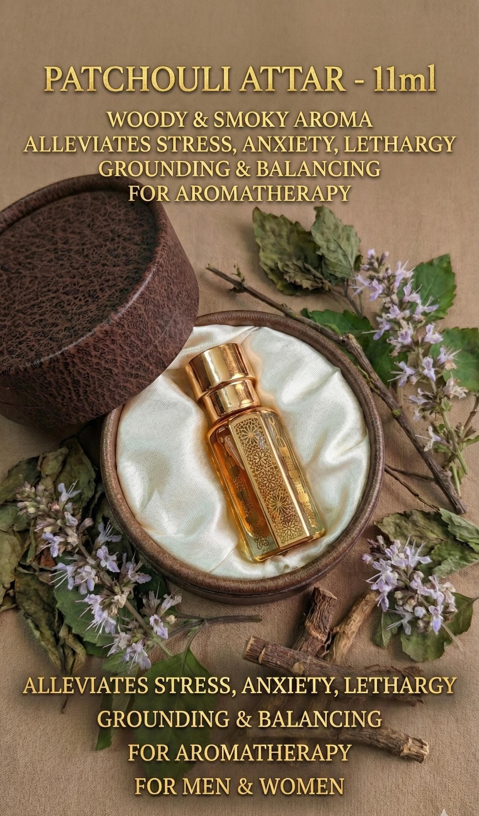 Patchouli Attar Perfume Oil | Woody, Smoky, Earthy Aromatherapy