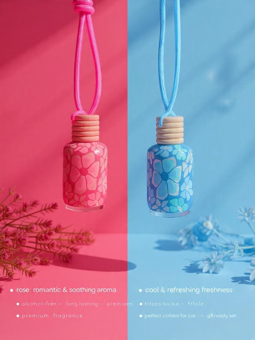 Rose & Icy Breeze combo set of Car Perfume | Fresh Floral Air Luxury (15ml each) - image 4