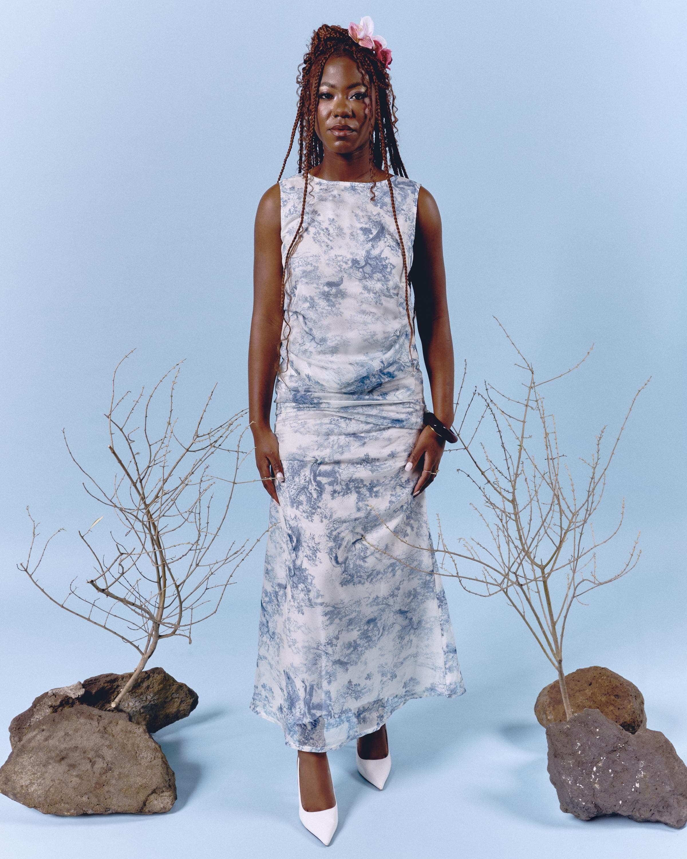 Draped Two-Piece Set: Marble Print Dress or Pants - image 3