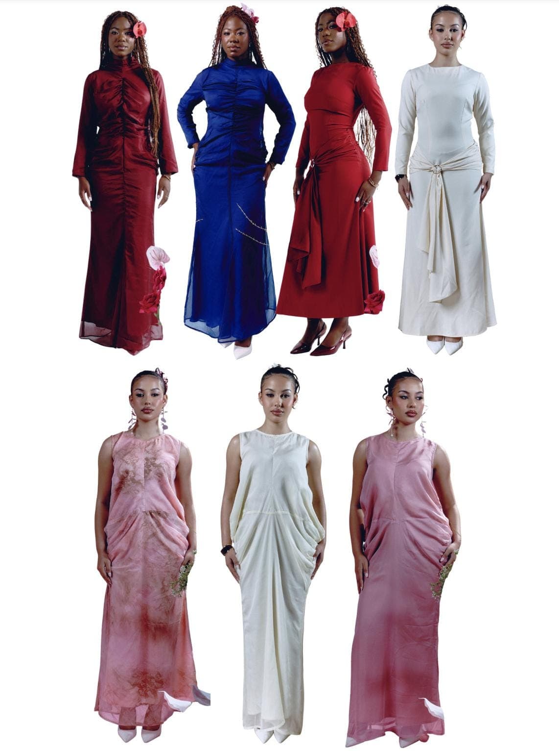 Elegant Gathering Front Dress, Sleek Silhouette