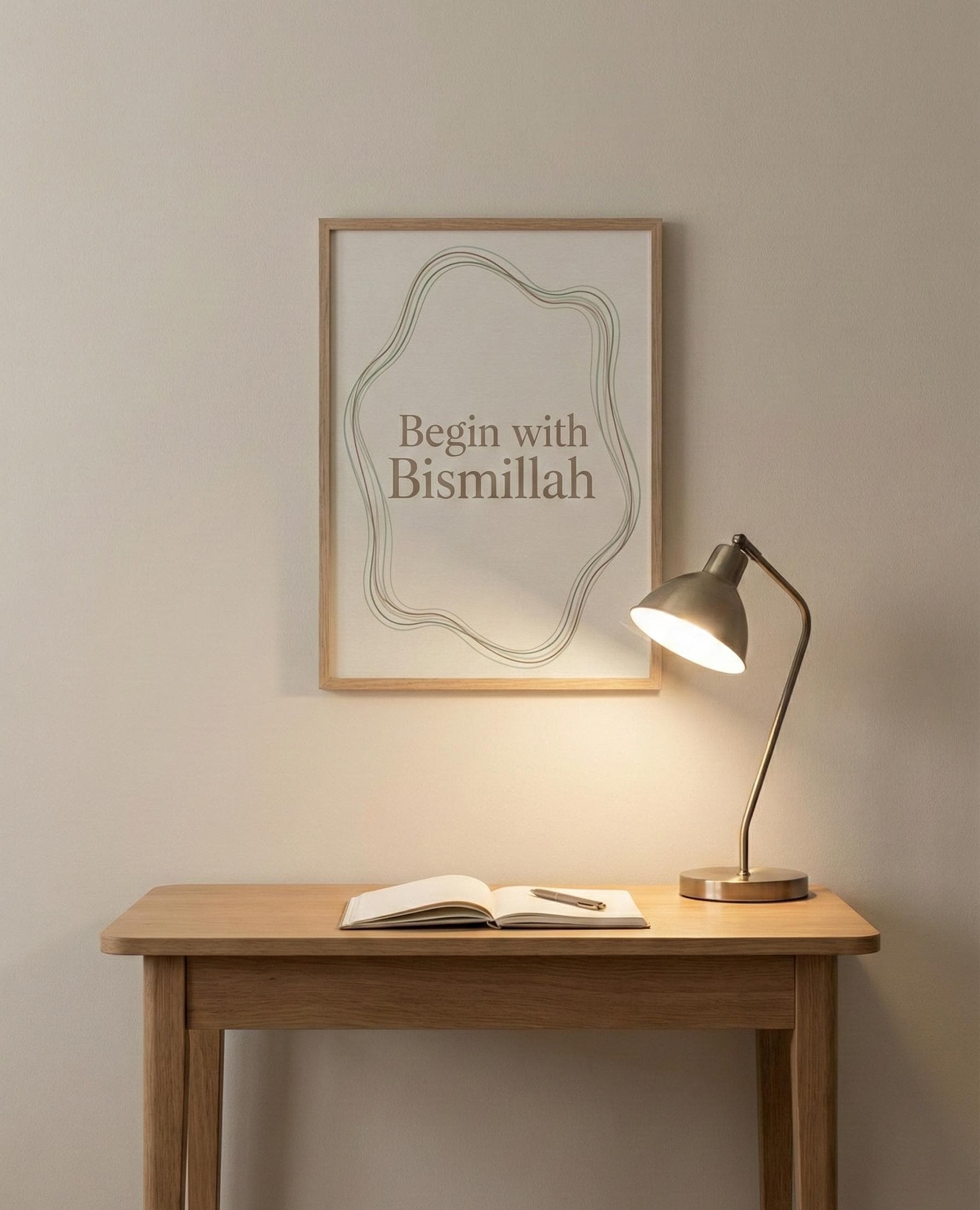 Begin with Bismillah Print | Minimal Islamic Wall Art (Digital Download)