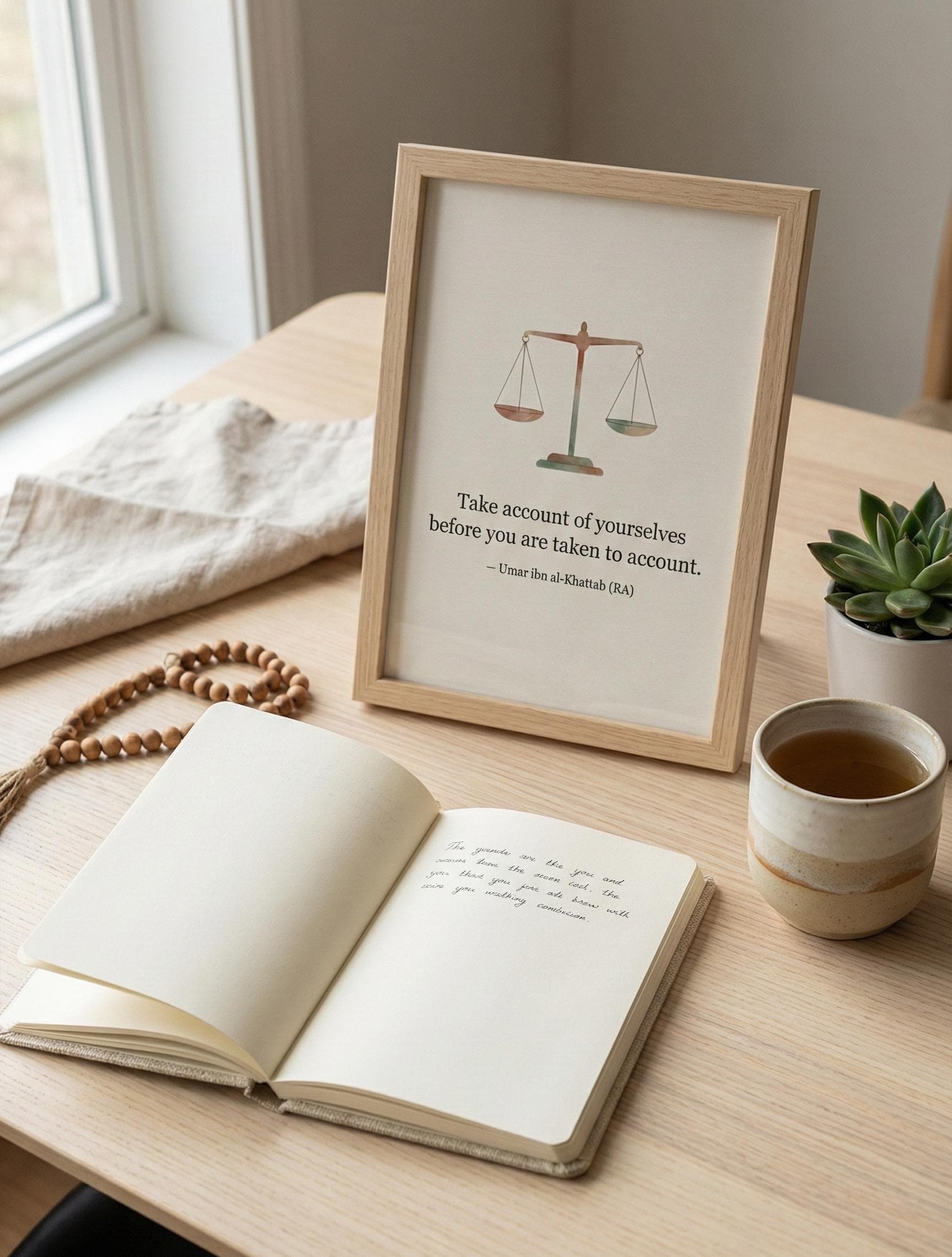 Islamic Quote Art Print – Minimalist Scales Illustration (Digital Download)