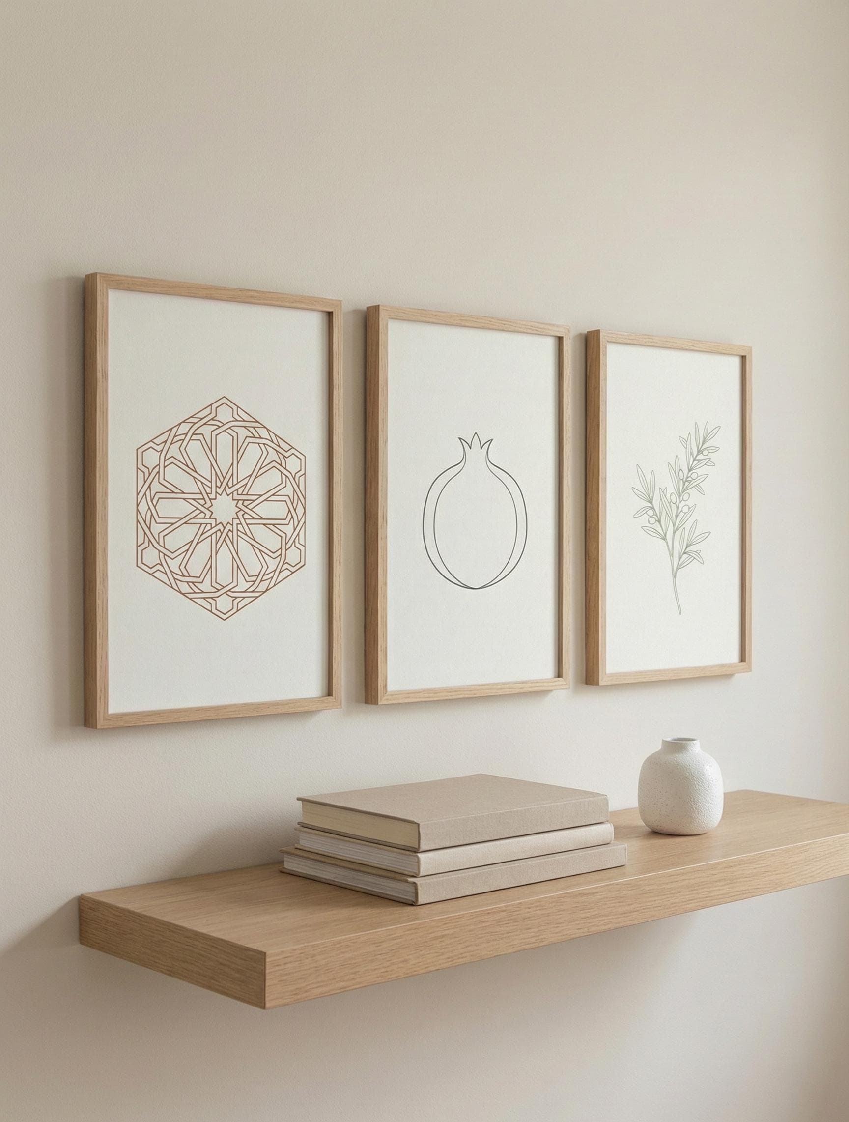 Set of 3 | Islamic Nature Wall Art Set | Pomegranate Olive Geometry Prints | Ramadan Gift & Home Decor - image 3