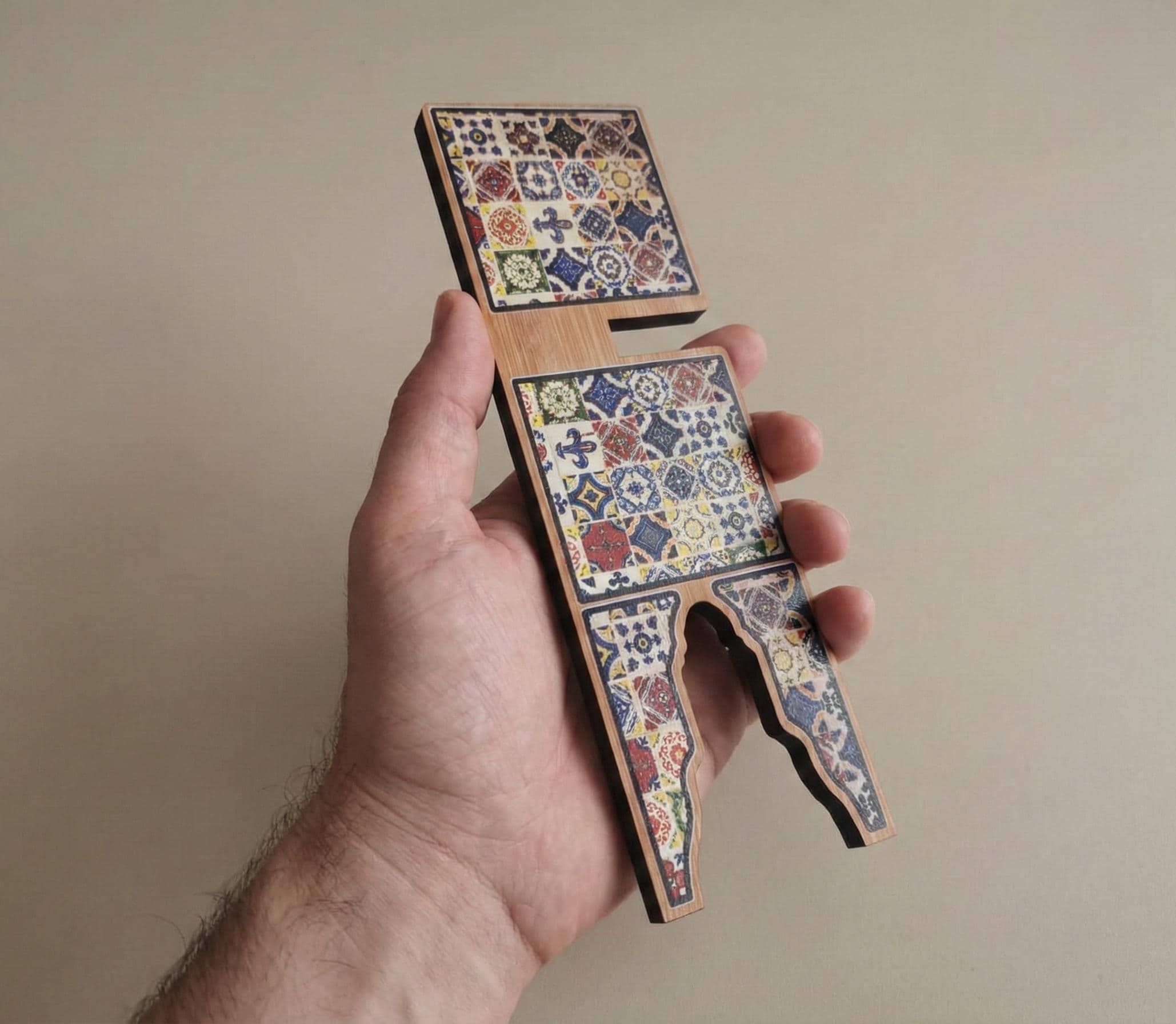 Traditional Quran Holder Stand – Islamic Tile Design Rahle, Wooden Book Stand - image 4