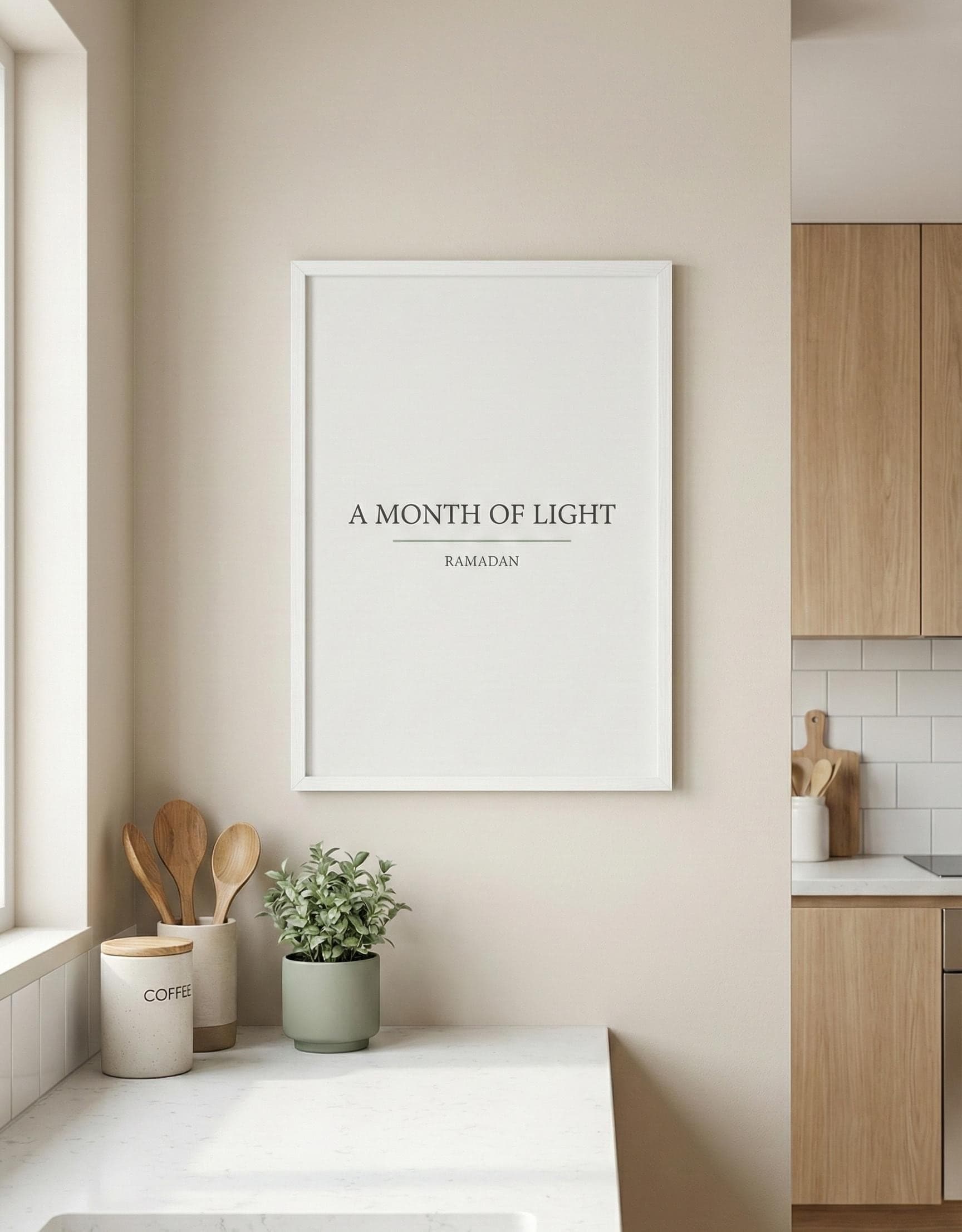 A Month of Light Ramadan Wall Art | Minimalist Ramadan Quote Printable | Modern Islamic Home Decor | Neutral Muslim Art A4 A3 - image 4