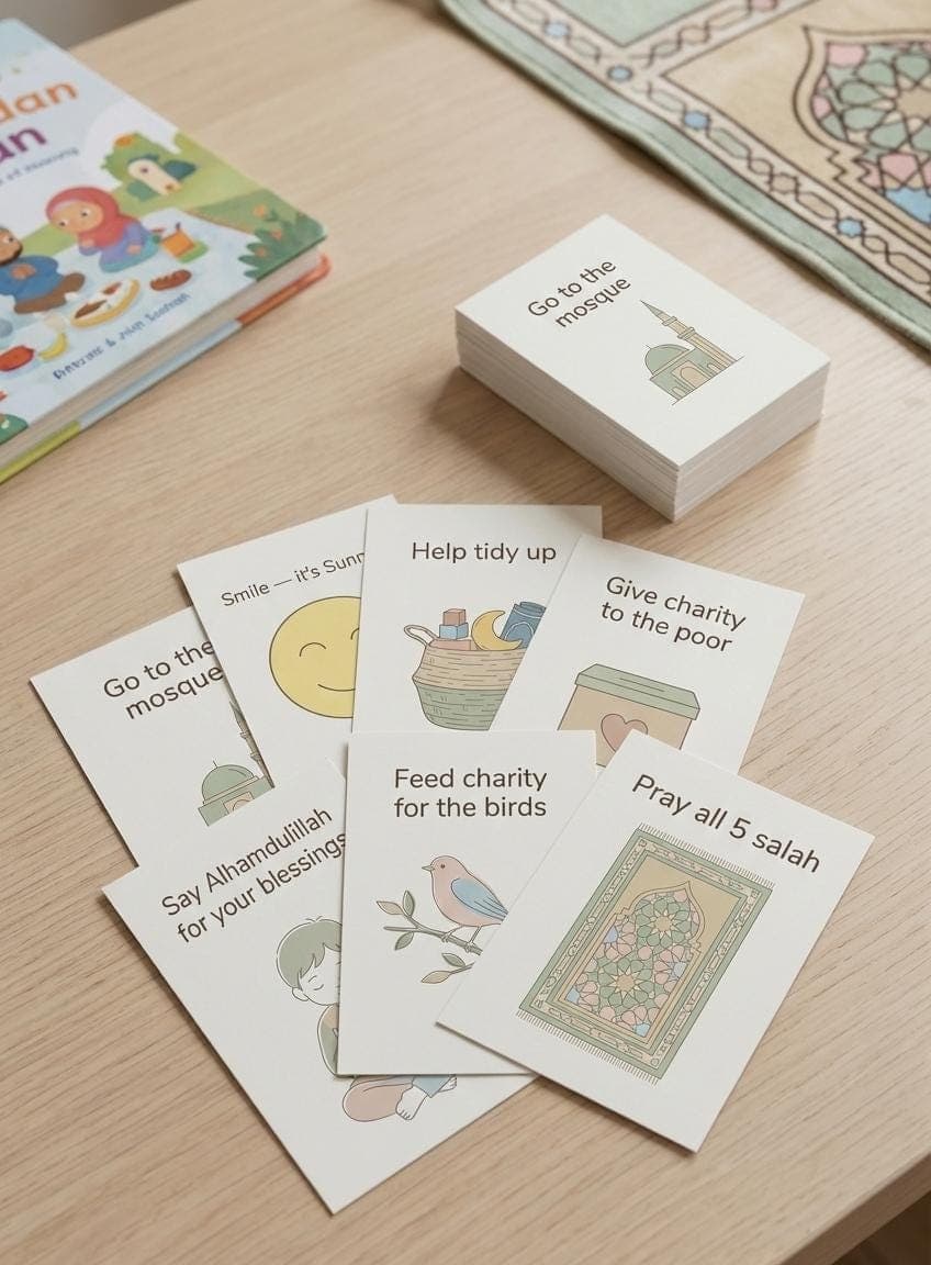 Ramadan Good Deeds Cards for Kids Printable | Minimal Islamic Activity 30 Cards | Daily Good Deeds for Ramadan | A4 PDF - image 5