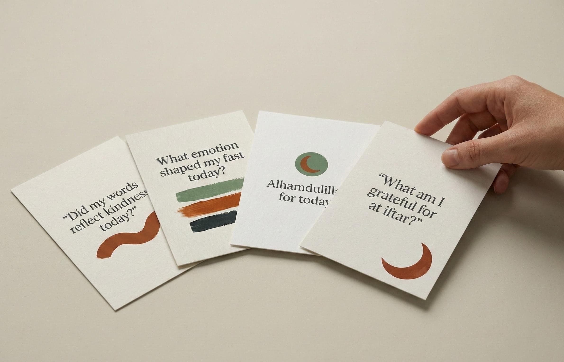 Ramadan Fasting Reflection Cards | 16 Minimal Islamic Journal Prompts | A4 Printable | Modern Muslim Reflection | Ramadan Gift