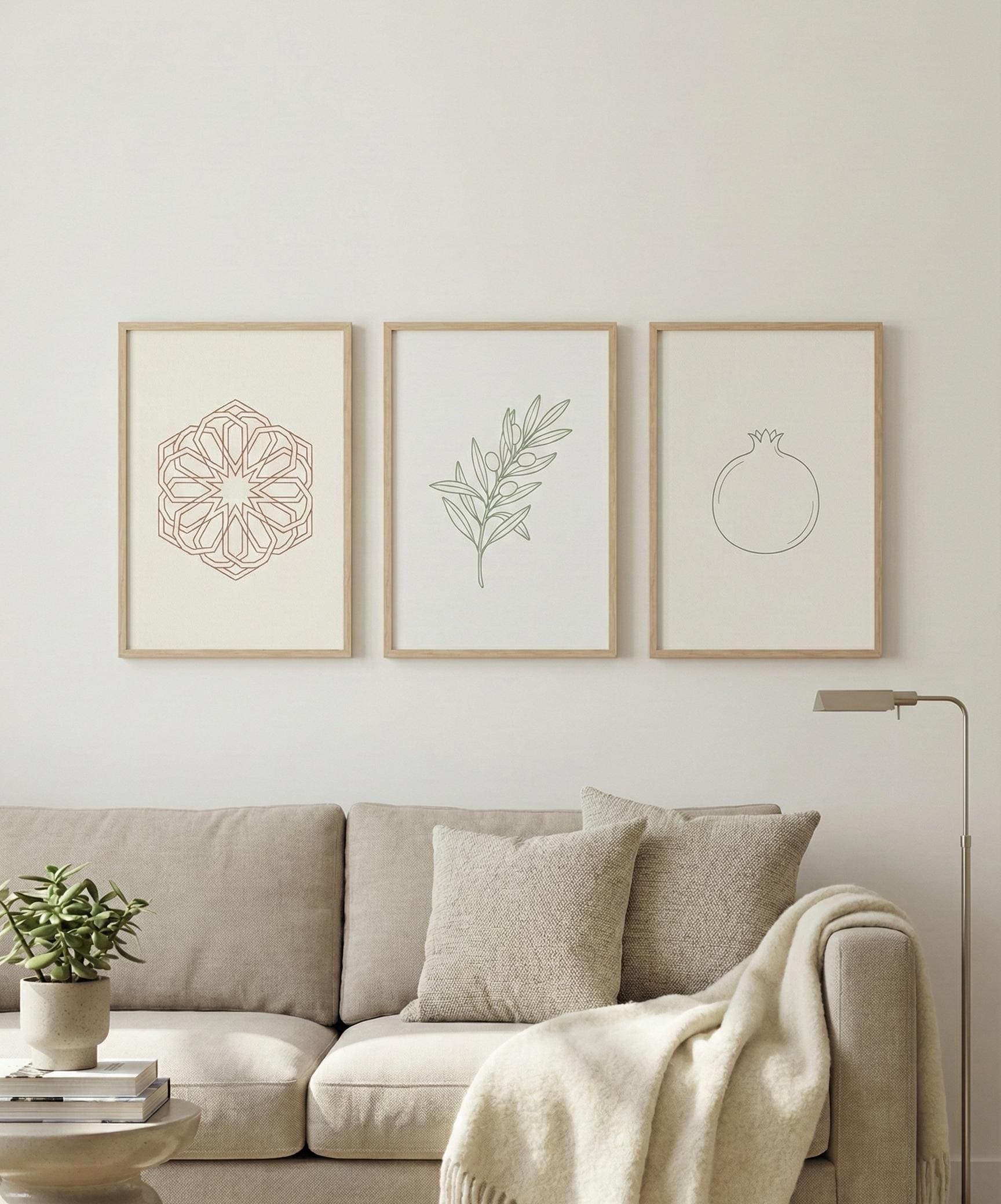 Set of 3 | Gardens & Balance Islamic Wall Art | Pomegranate Olive Zellige Prints | Elegant Muslim Home Decor - image 3