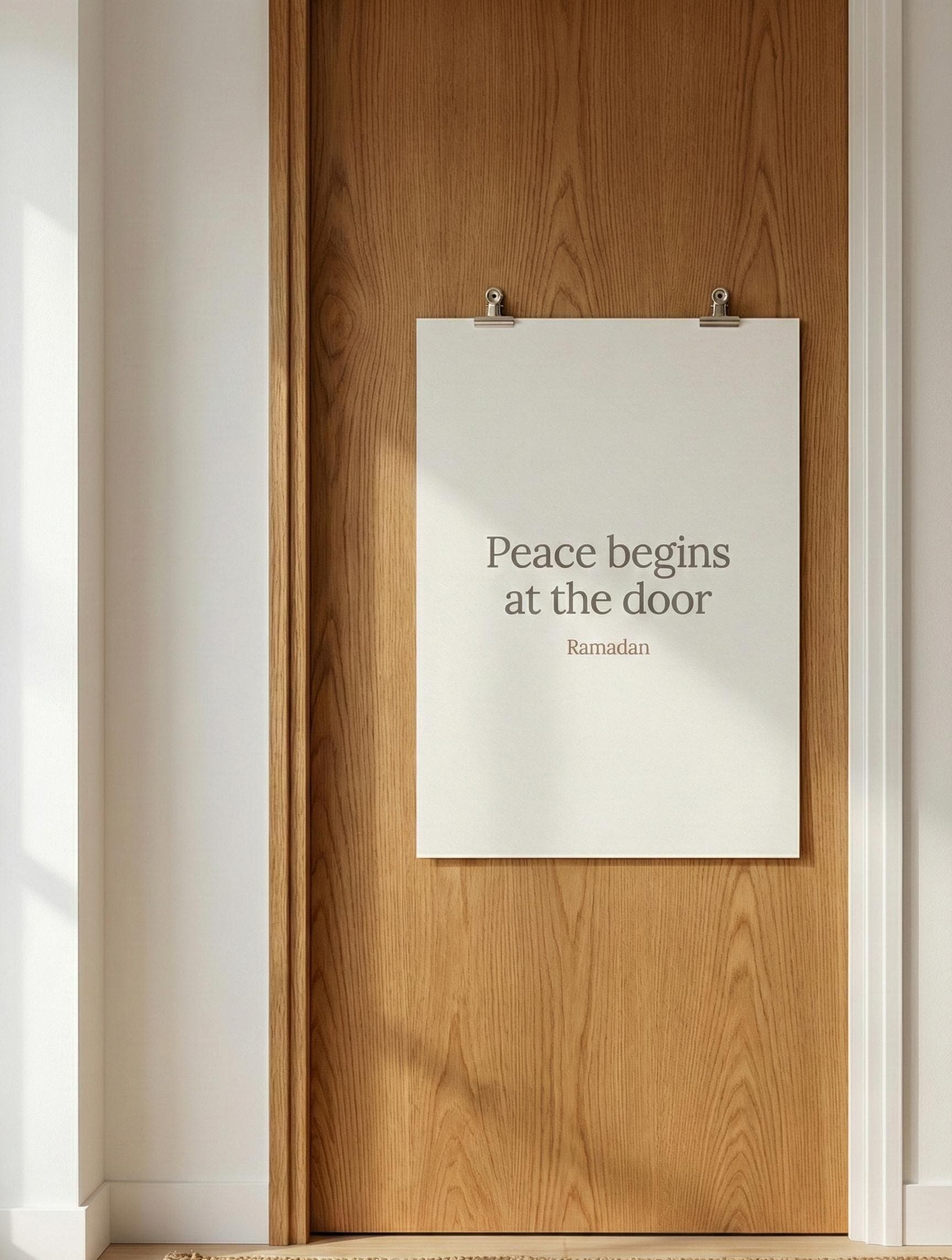 Peace Begins at the Door Ramadan Wall Art | Minimalist Ramadan Quote Printable | Entryway Islamic Decor | Neutral Muslim Art A4 A3 - image 5