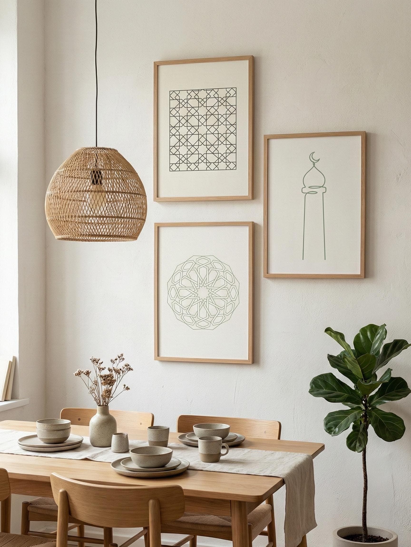 Set of 3 | Modern Islamic Wall Art Set | Mashrabiya Minaret Geometry Prints | Muslim Office & Home Decor - image 4
