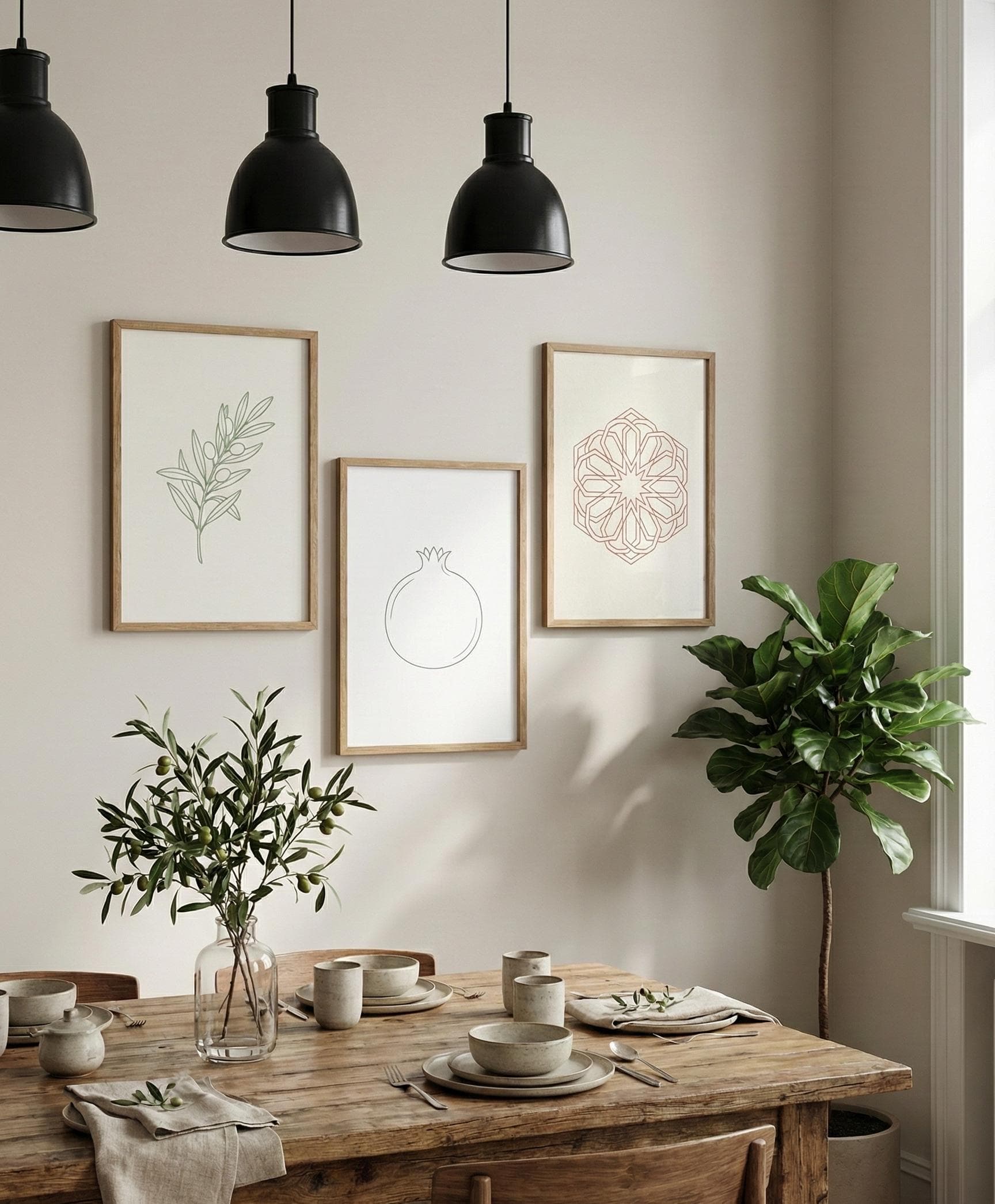 Set of 3 | Gardens & Balance Islamic Wall Art | Pomegranate Olive Zellige Prints | Elegant Muslim Home Decor - image 4