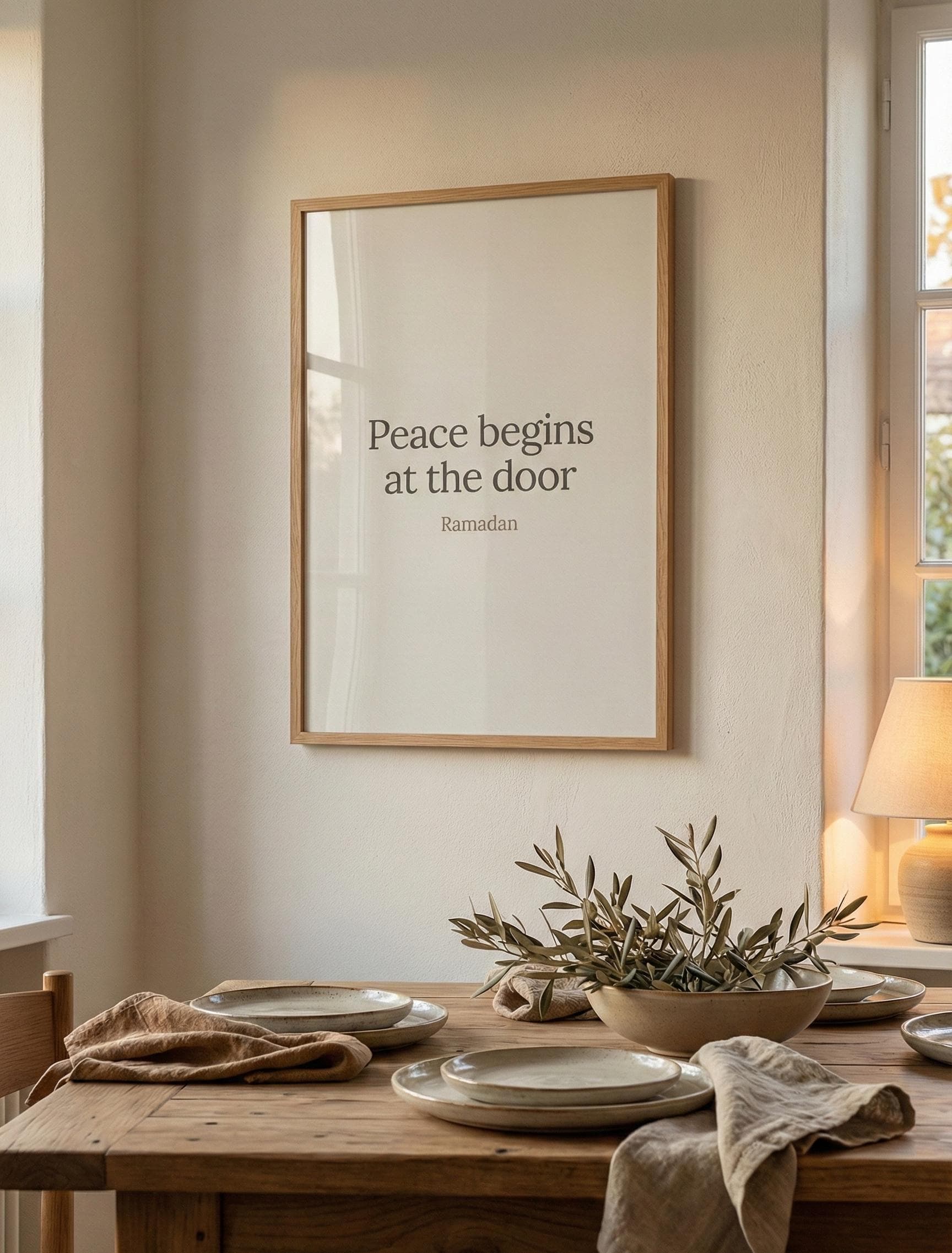Peace Begins at the Door Ramadan Wall Art | Minimalist Ramadan Quote Printable | Entryway Islamic Decor | Neutral Muslim Art A4 A3 - image 4