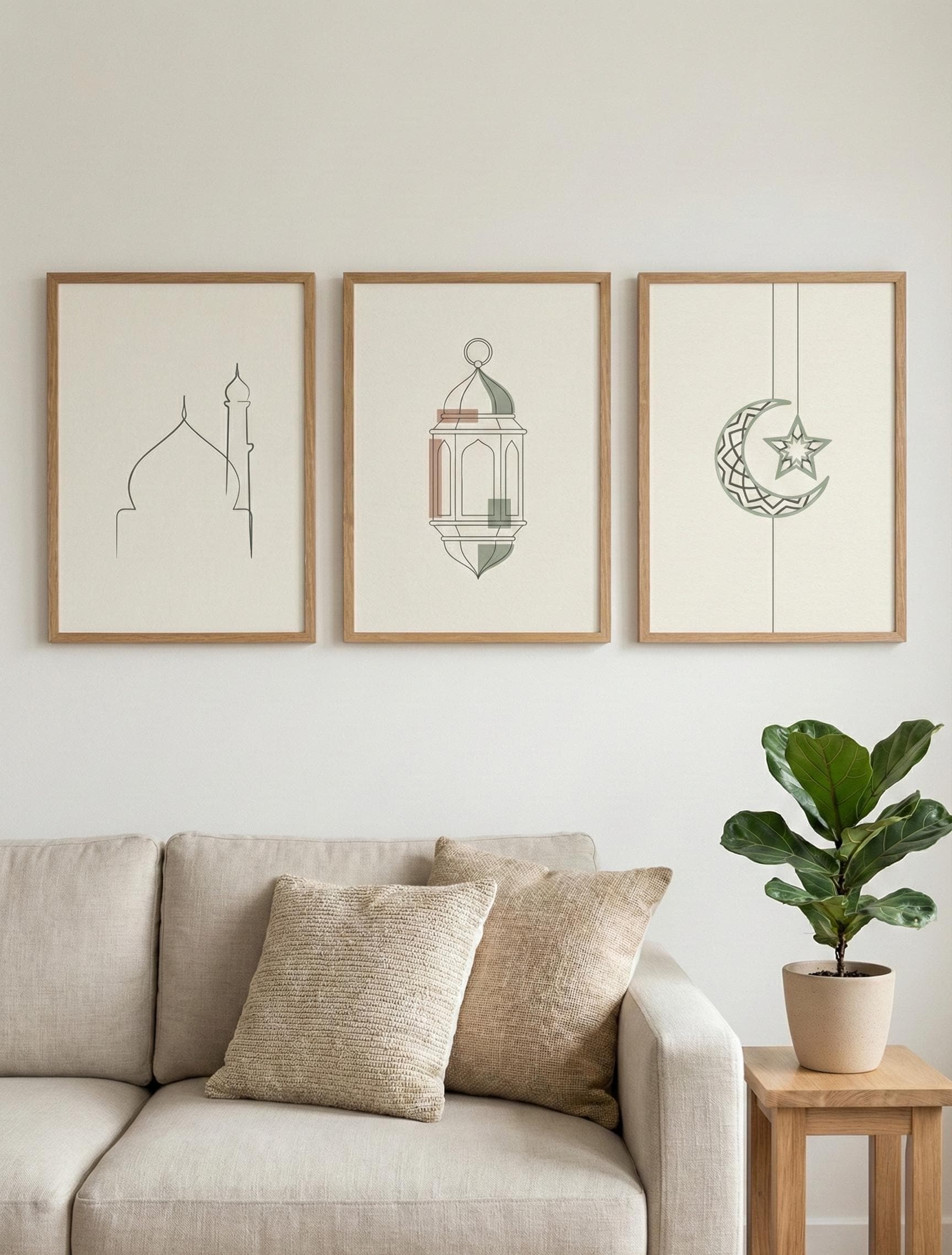 Minimalist Ramadan Art Prints | Lantern, Crescent, Mosque (Set of 3) (Digital Download) - image 5