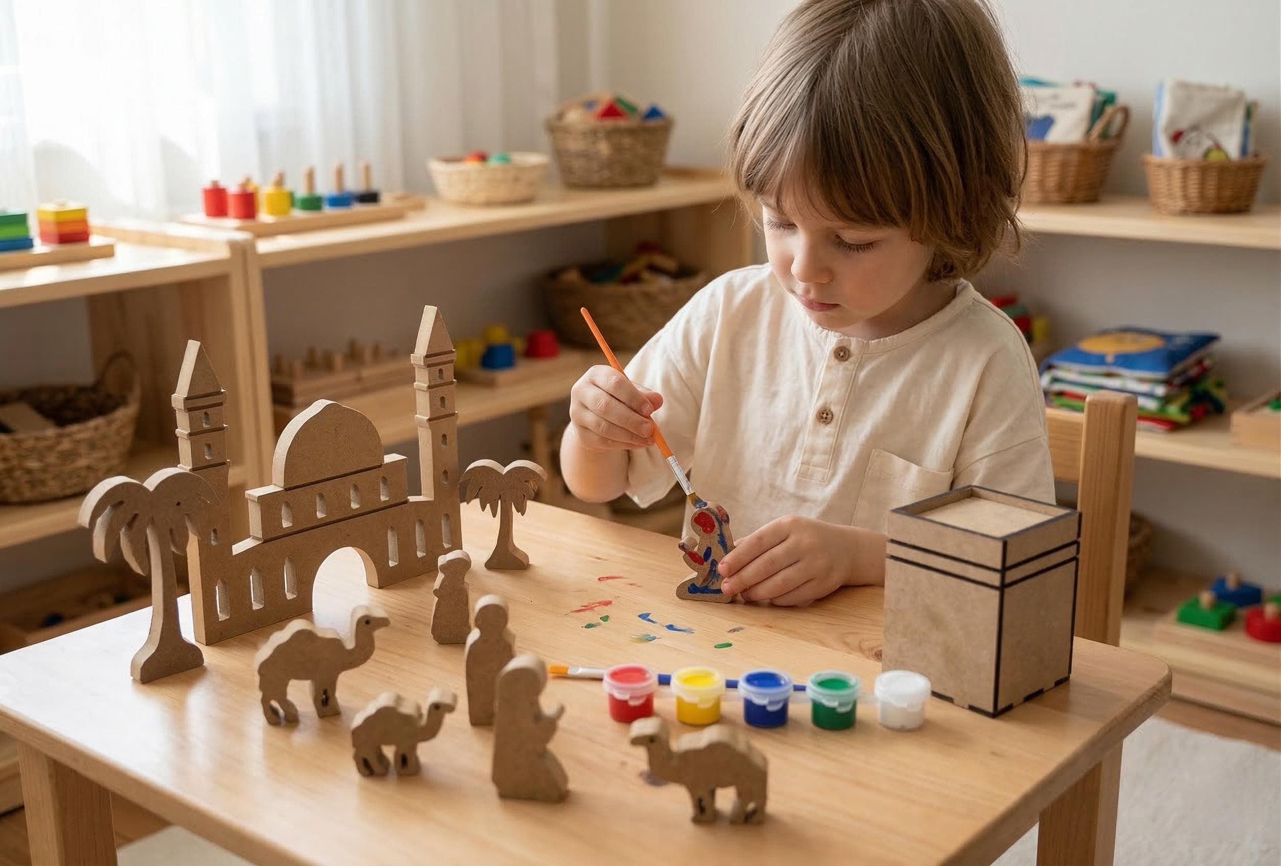 DIY Hajj Craft Kit – Kaaba Mosque Montessori Toy, Islamic Kids Activity, Muslim Painting Set
