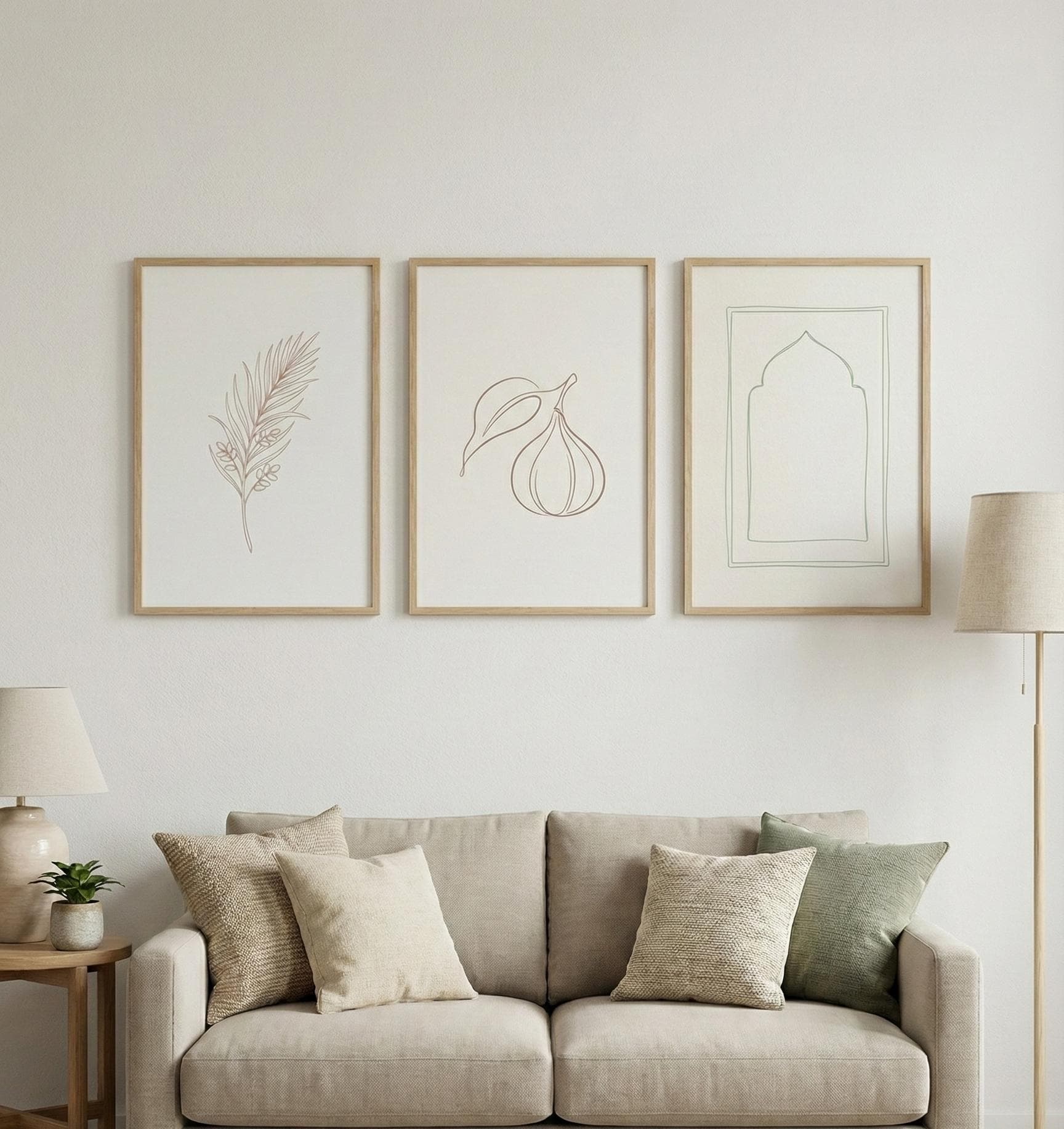 Minimalist Islamic Wall Art Set | Fig, Date Palm, Prayer Rug (Digital Download)