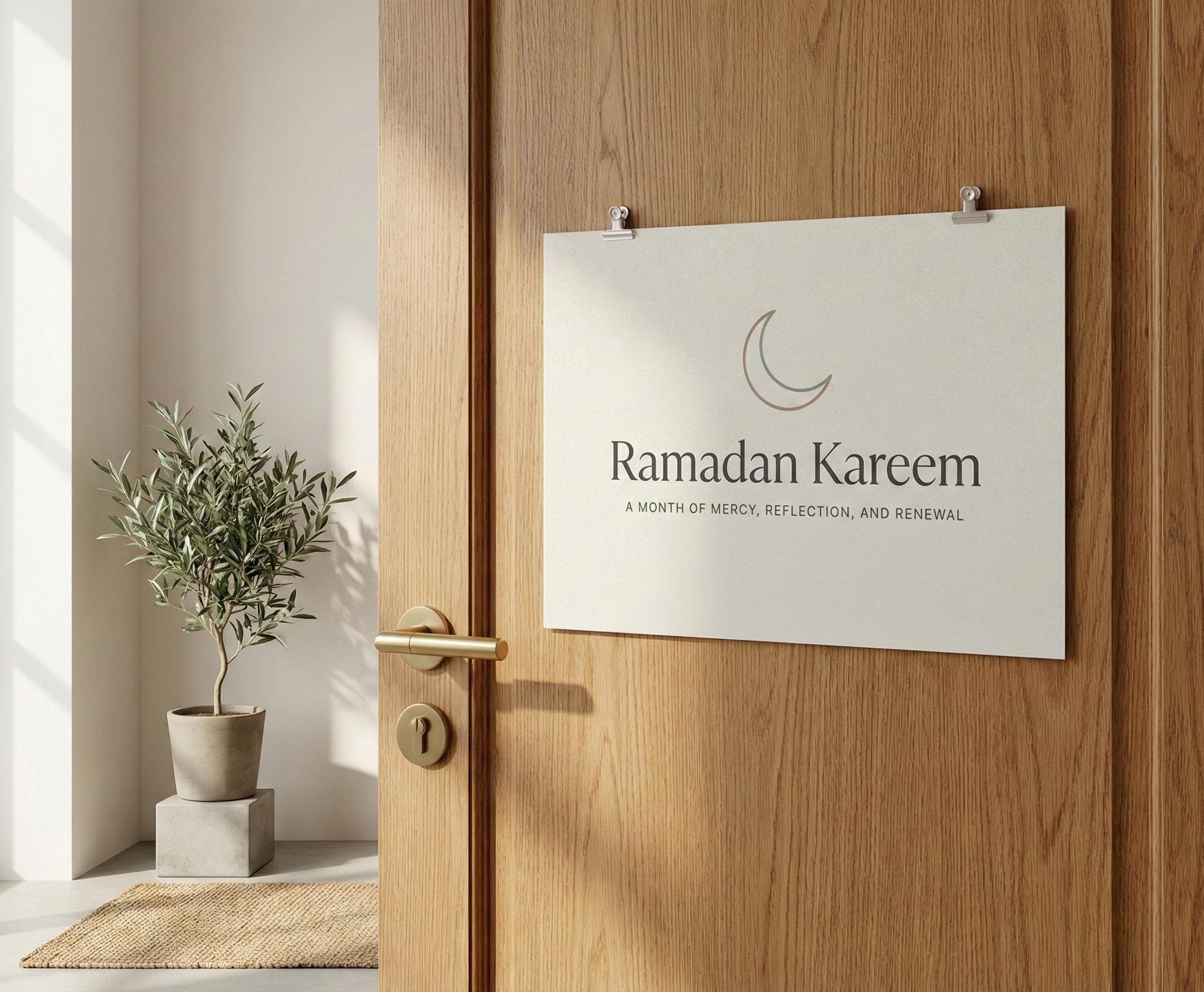 Ramadan Kareem Wall Art | Minimalist Ramadan Greeting Printable | Crescent Moon Islamic Decor | Neutral Muslim Art A4 A3 - image 5