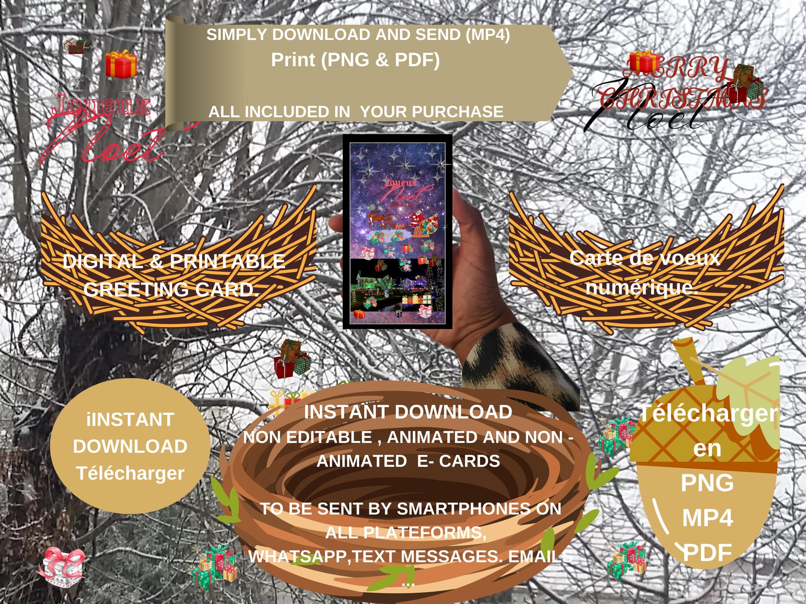 Animated Christmas E-Card Mobile Video – Printable Season's Greetings (Digital Download) - image 4