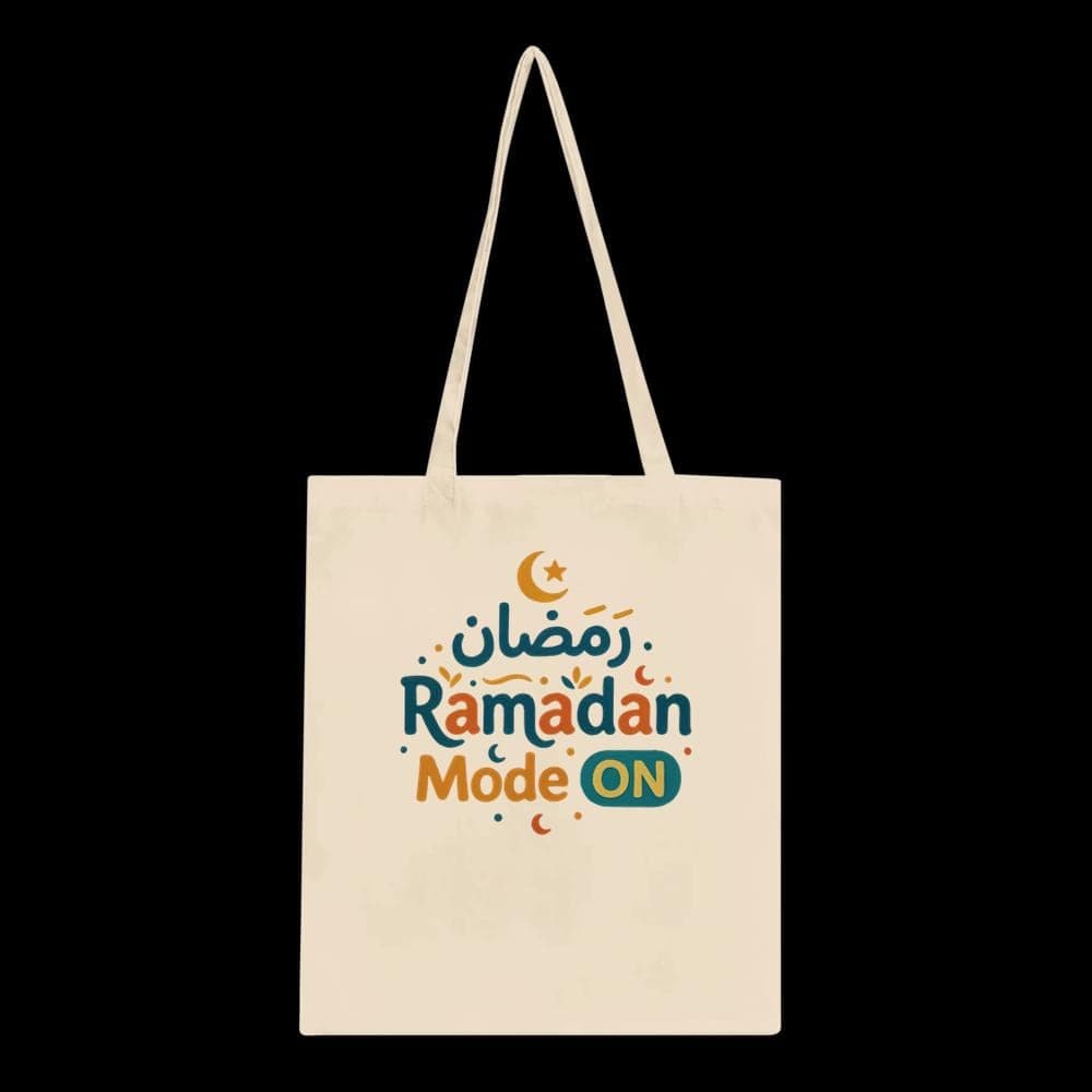 Ramadan Mode On Tote Bag - Arabic Calligraphy Ramadan Canvas, Islamic Gift Muslim Tote, Eid Mubarak Shopper, Reusable Eco, Ramadan Kareem - image 4