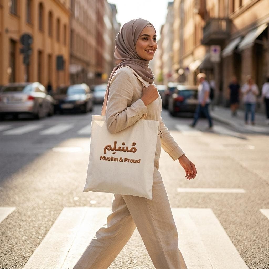 Muslim & Proud Tote Bag, Arabic Calligraphy Muslim Gift, Islamic Canvas, Modest Fashion Shopper, Reusable Shopping, Eid Ramadan Gift Idea - image 5
