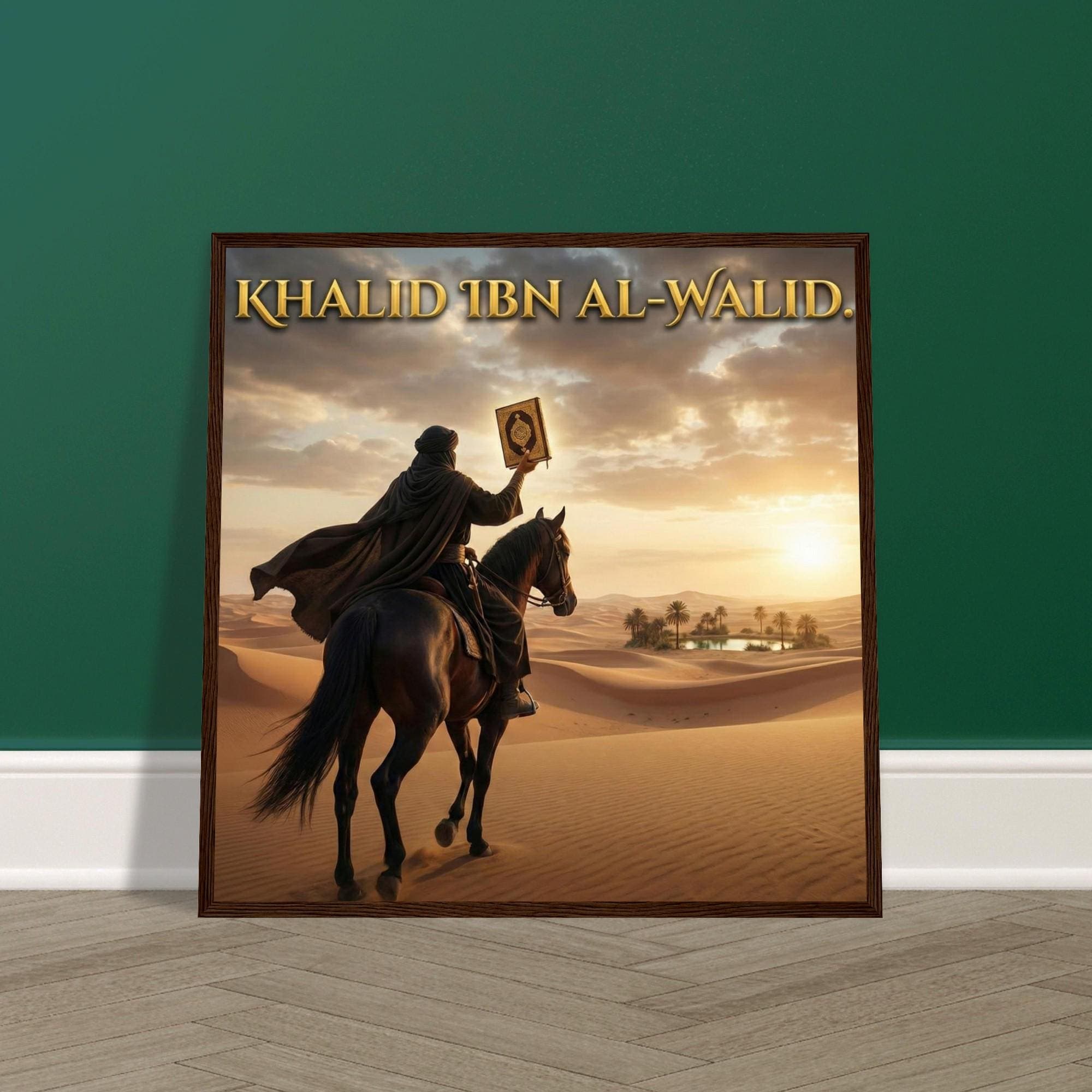 Khalid Ibn Al Walid Islamic Framed Poster | Desert Warrior Art | Muslim Wall Decor Print