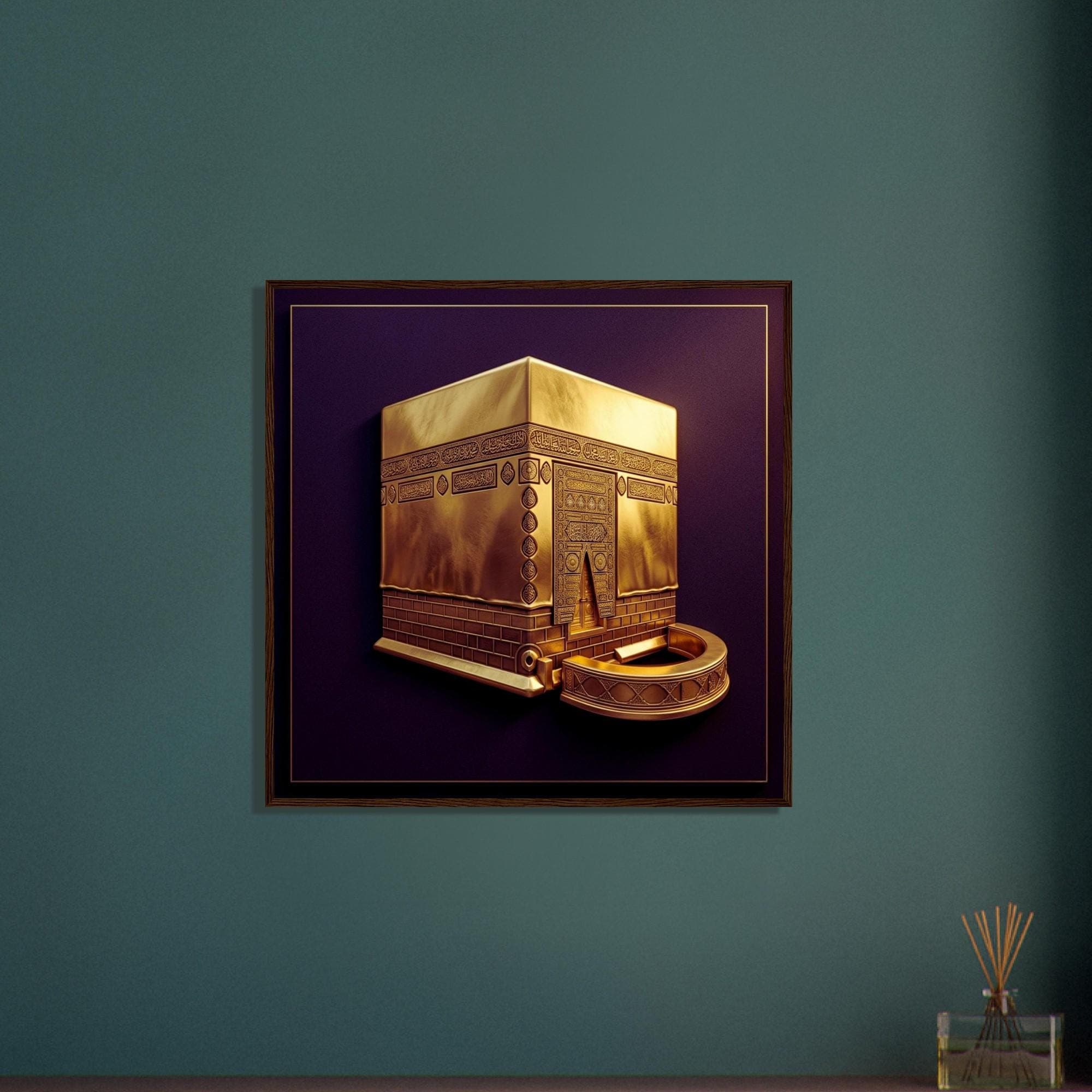 Kaaba Wall Art Framed Print – Gold Mecca Islamic Decor, Sacred Mosque Artwork, Muslim Home Gift, Elegant Hajj Umrah Poster - image 3