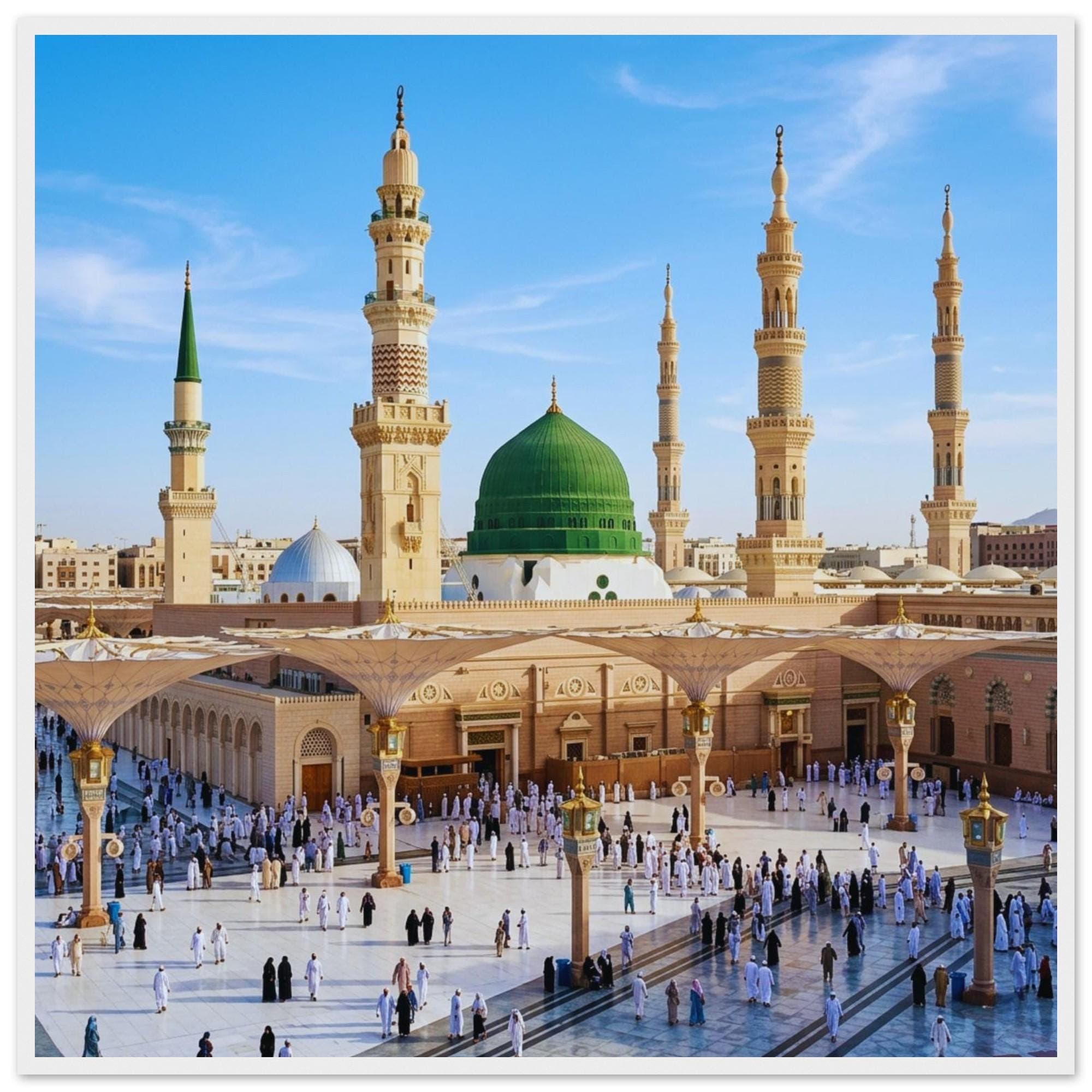 Medina Wall Art Framed Print, Masjid Nabawi Poster, Islamic Decor, Prophet Mosque Artwork, Muslim Home Decoration, Mecca Eid Gift