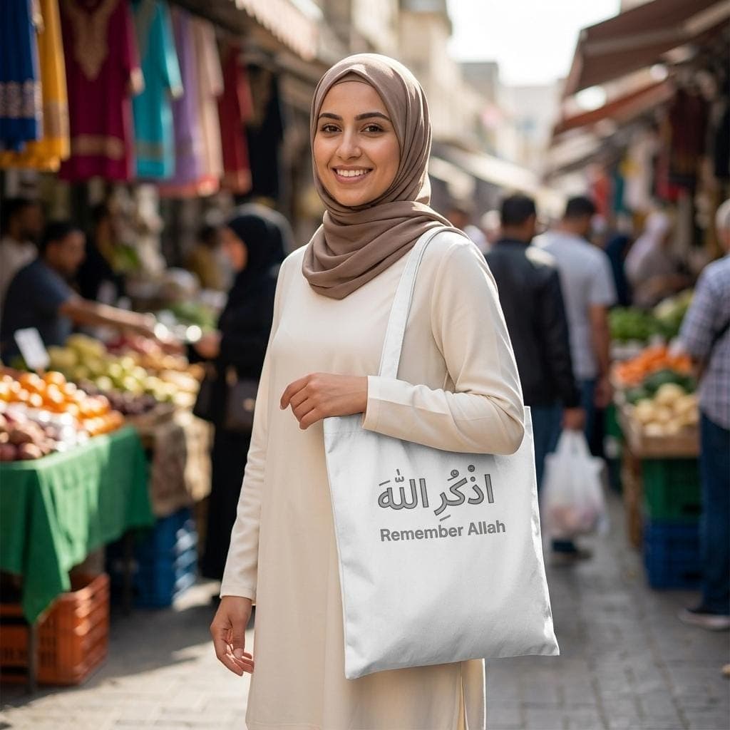 Remember Allah Tote Bag - Dhikr Arabic Calligraphy Canvas, Islamic Reminder Shopper, Muslim Gift Idea, Spiritual Quote, Eid Ramadan Present - image 4