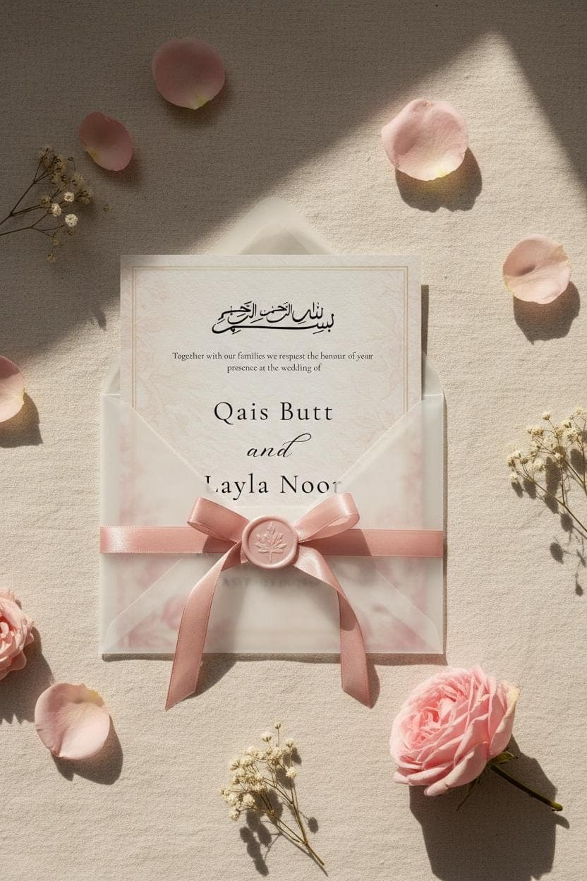 Floral Muslim Wedding Invitation, Elegant Islamic Nikah Card (Digital Download) - image 3