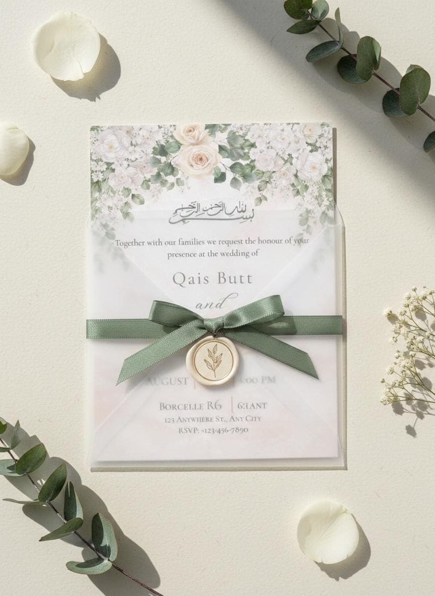 Elegant Islamic Wedding Invitation, Editable Wedding Template, Floral Canva Invite - image 3