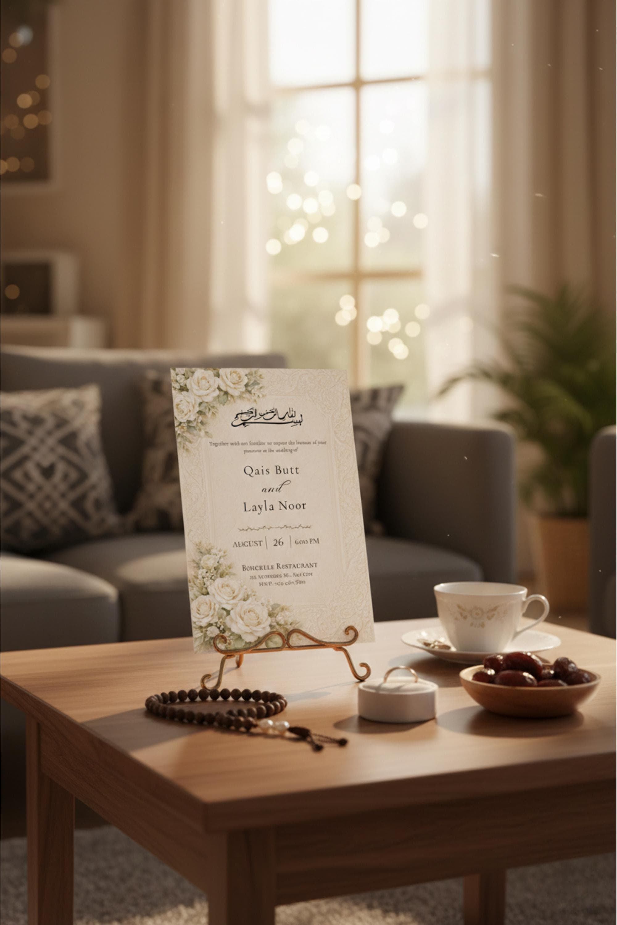 Floral Muslim Wedding Invitation, Islamic Wedding Template, Digital Download - image 3