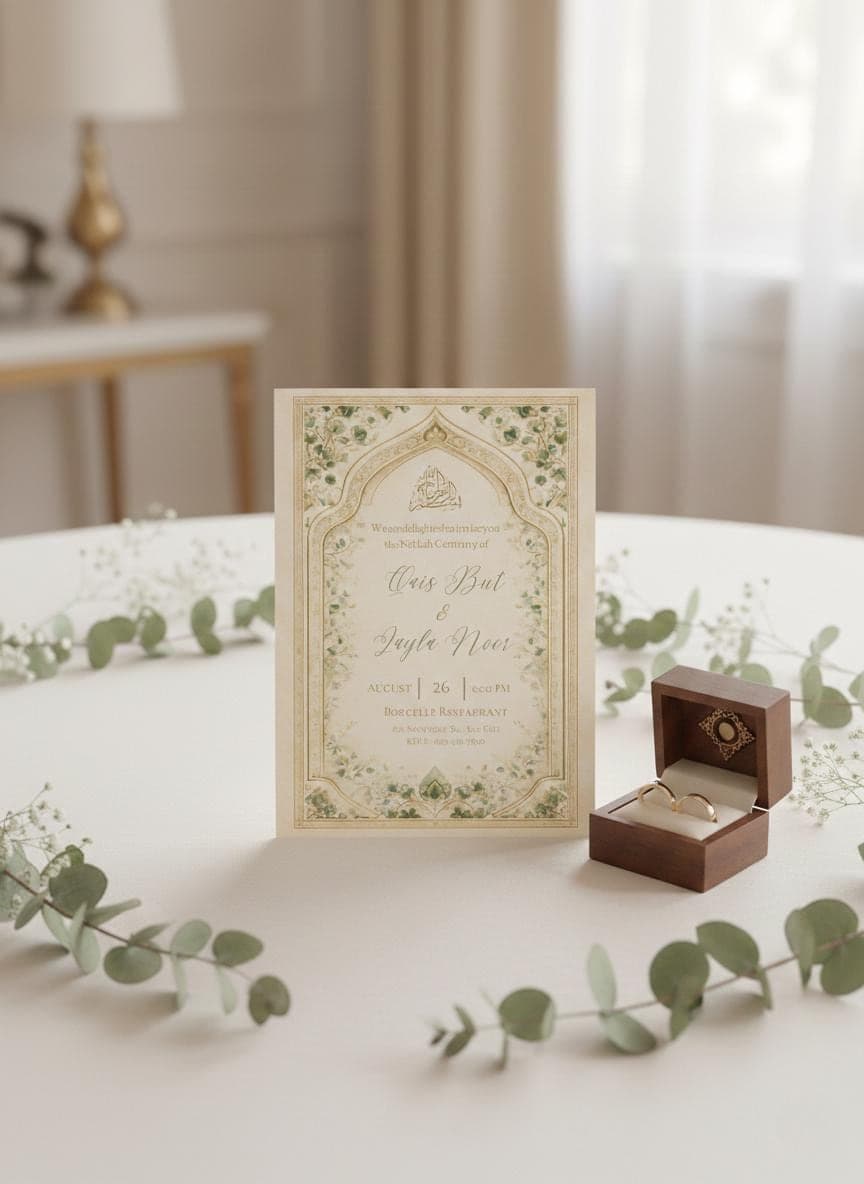 Sage Green Floral Nikah Invitation, Muslim Wedding (Digital Download) - image 5