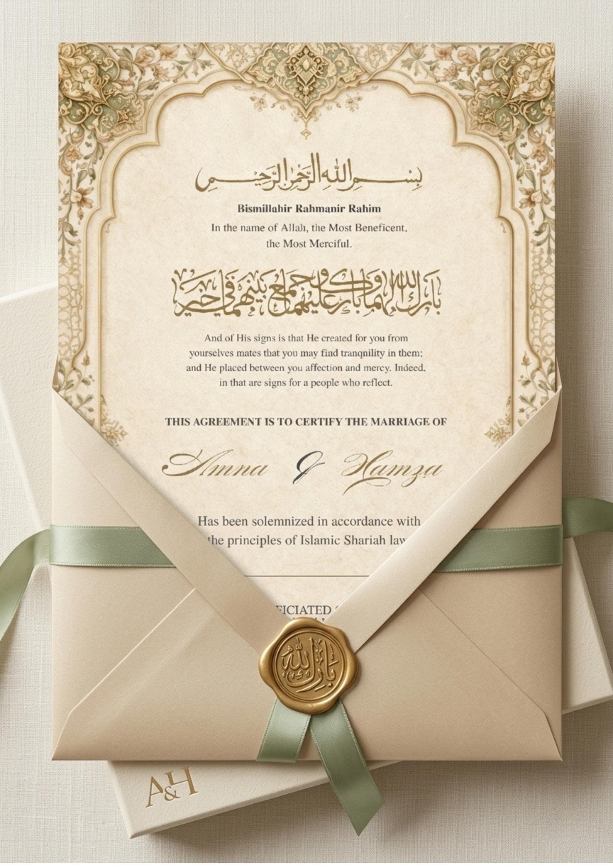 Islamic Marriage Certificate Printable, Editable Nikah Certificate Template, Muslim Wedding Contract, Instant Download - image 4