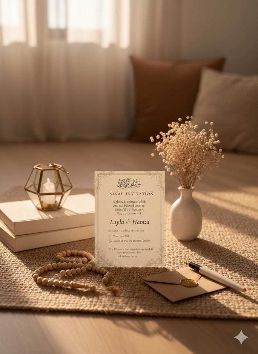 Minimalist Nikah Invitation Template, Islamic Wedding, Editable Canva (Digital Download) - image 3