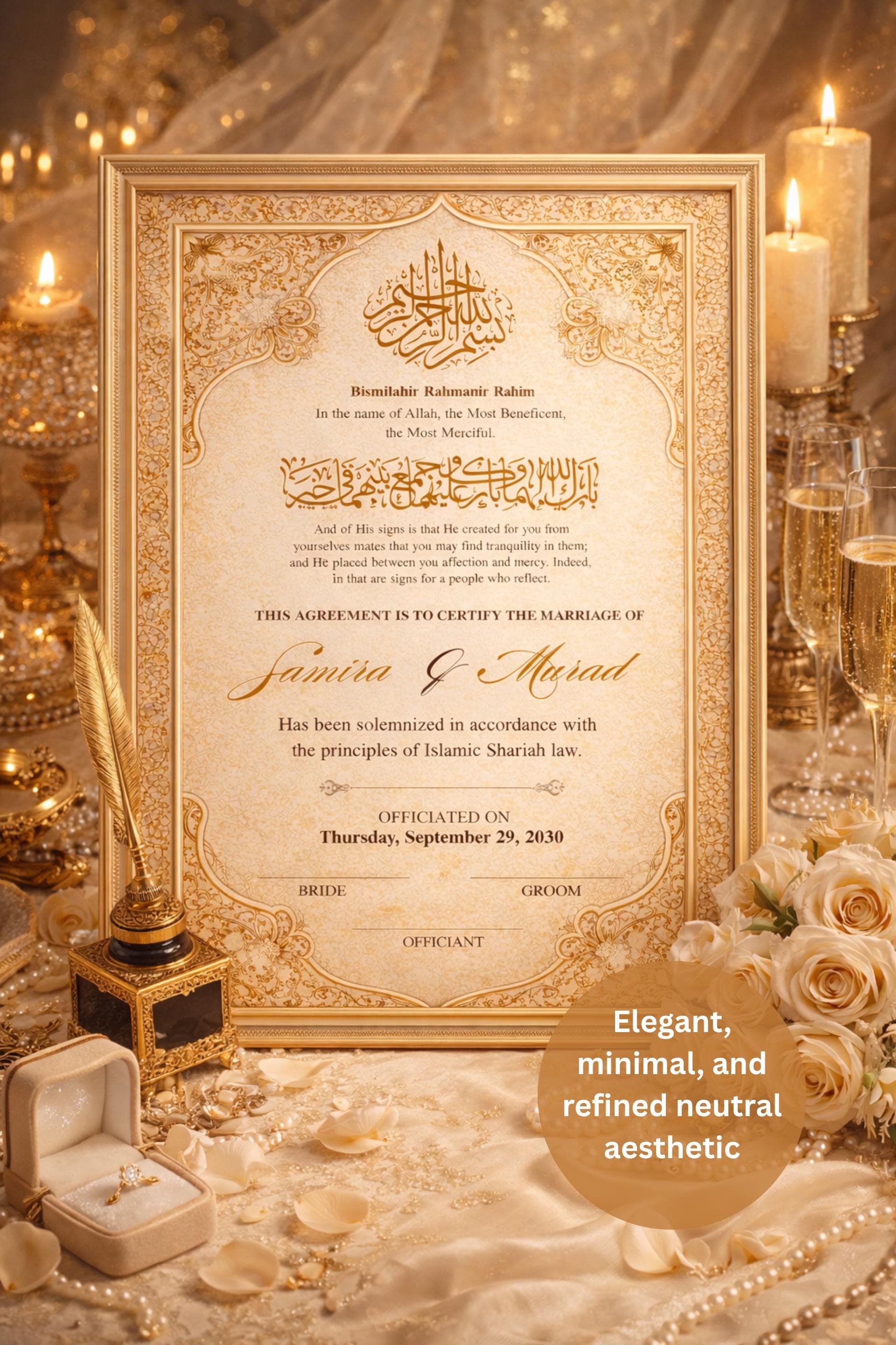 Islamic Nikah Certificate Printable, Editable Muslim Marriage Contract, A4 A3 Digital Download