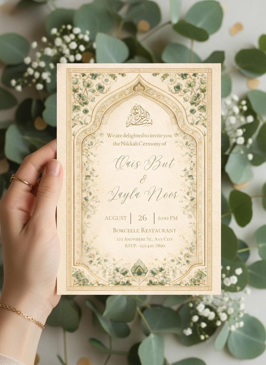 Editable Nikah Invitation & Certificate Bundle, Islamic Wedding Invite Template, Printable Marriage Contract, Canva Download - image 4