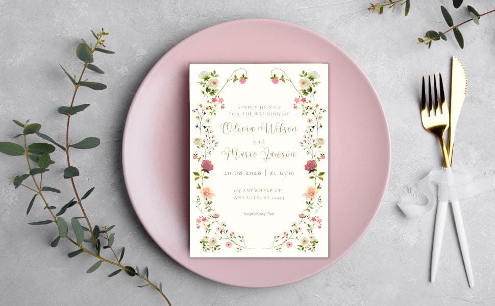 Elegant Floral Wedding Invitation Template, Watercolor Botanical Canva Suite, Printable Wedding Invite, Digital Download - image 4