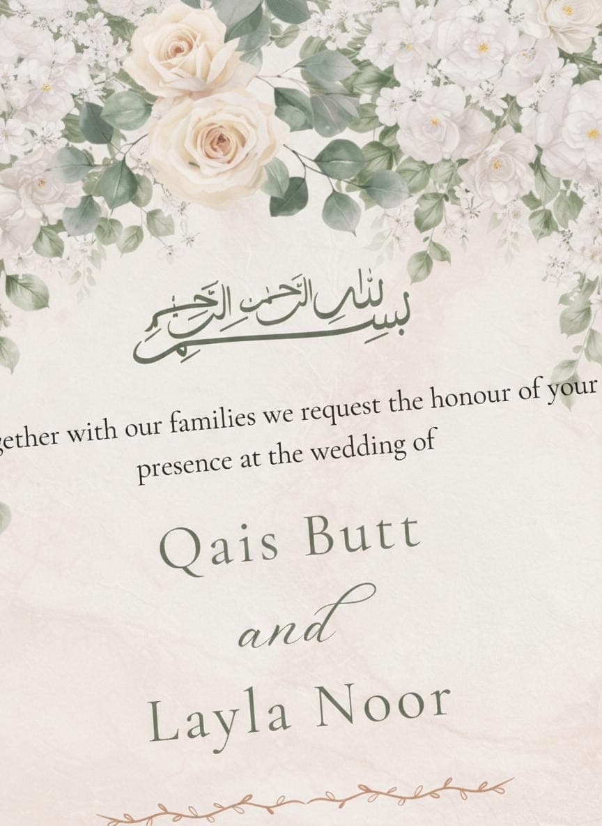 Elegant Islamic Wedding Invitation, Editable Wedding Template, Floral Canva Invite - image 5