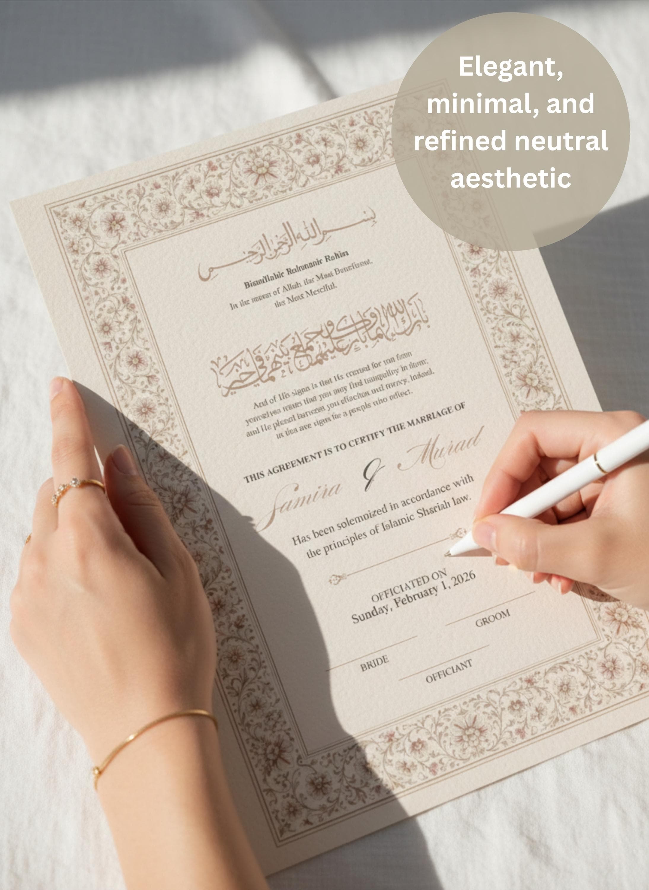 Editable Marriage Certificate, Printable Nikah Certificate, Custom Wedding Gift for Couples, Free Canva Template